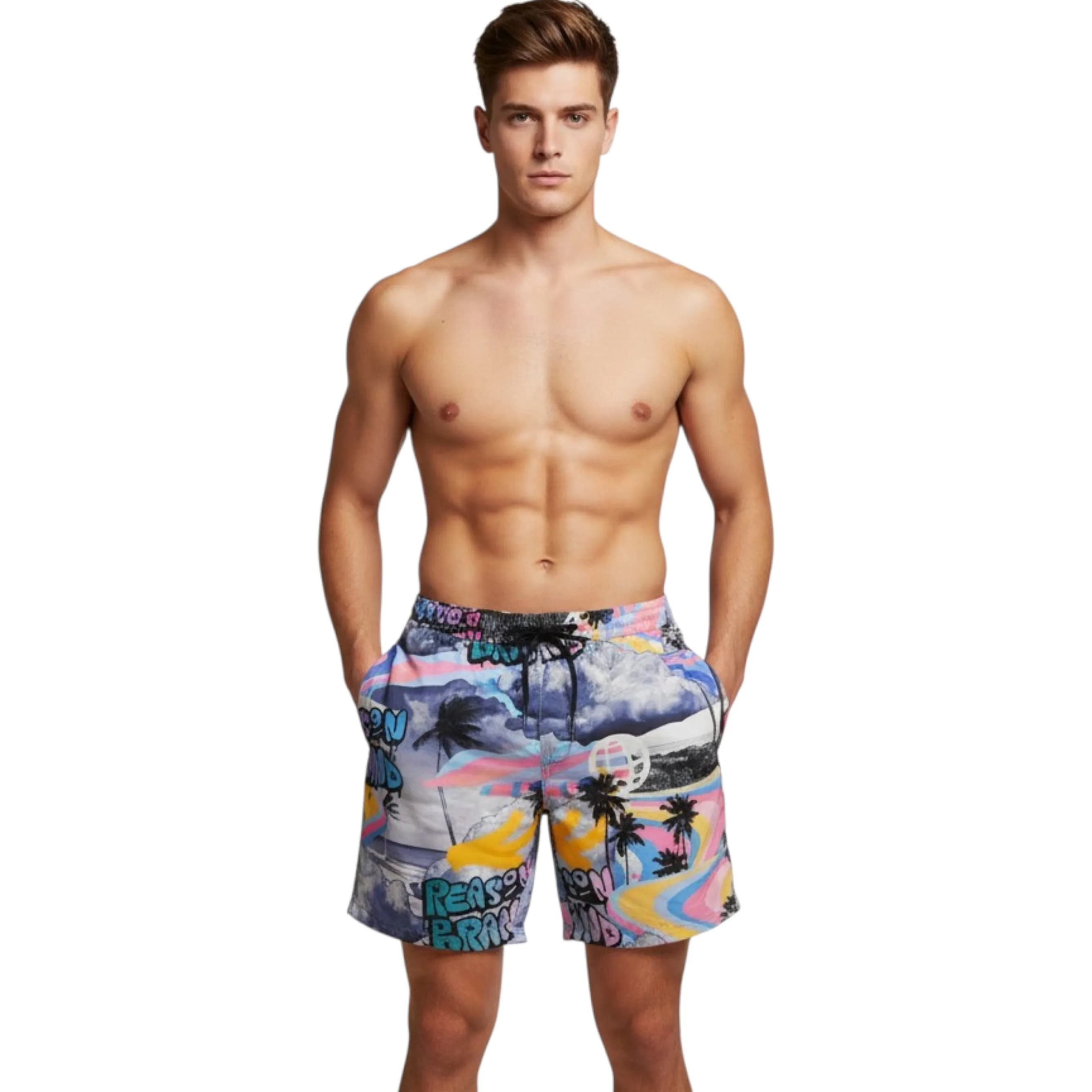 REASON Mens AOP Mesh Shorts