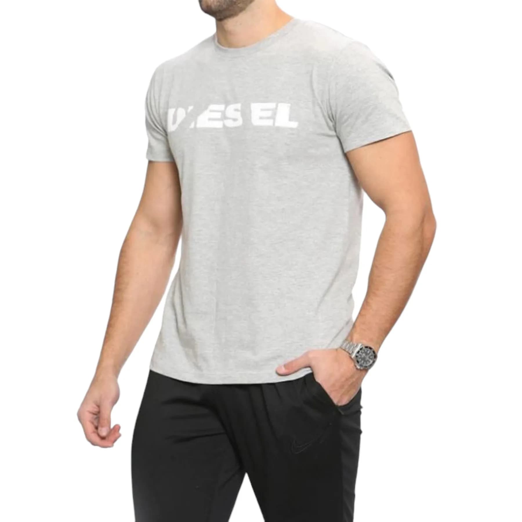 DIESEL T DIEGO BROK Mens Grey T Shirt