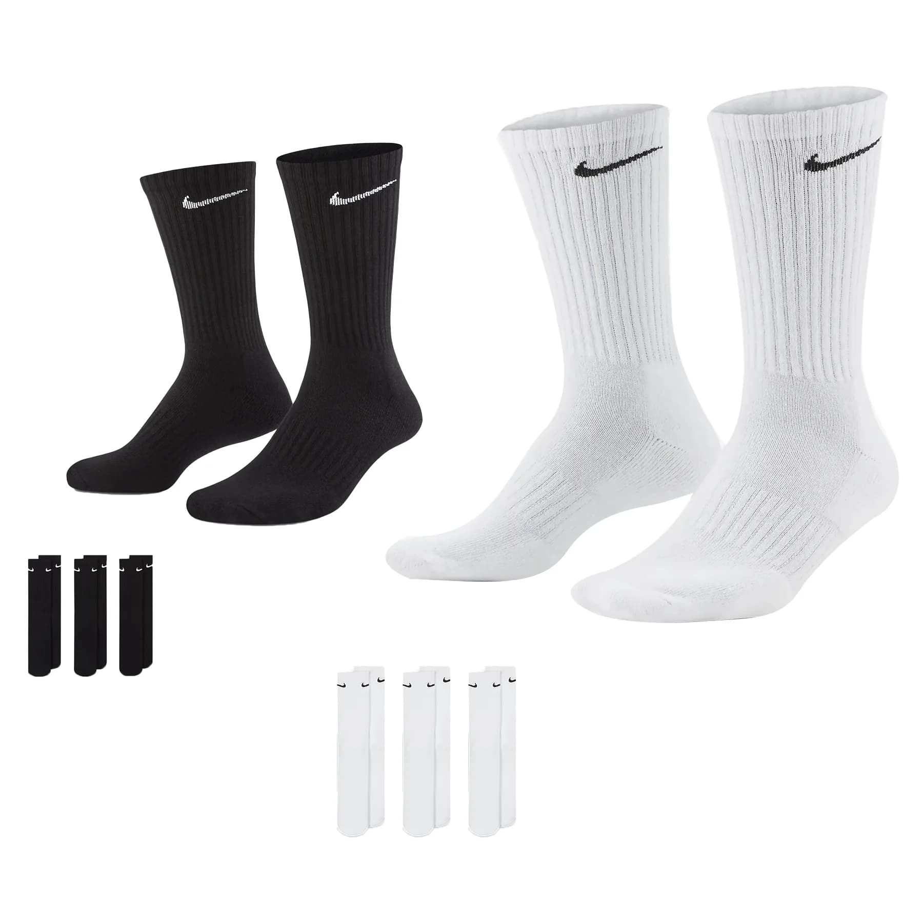 Nike SX7664 Mens Crew Socks Everyday Cushioned 6 Pack 12 Pack