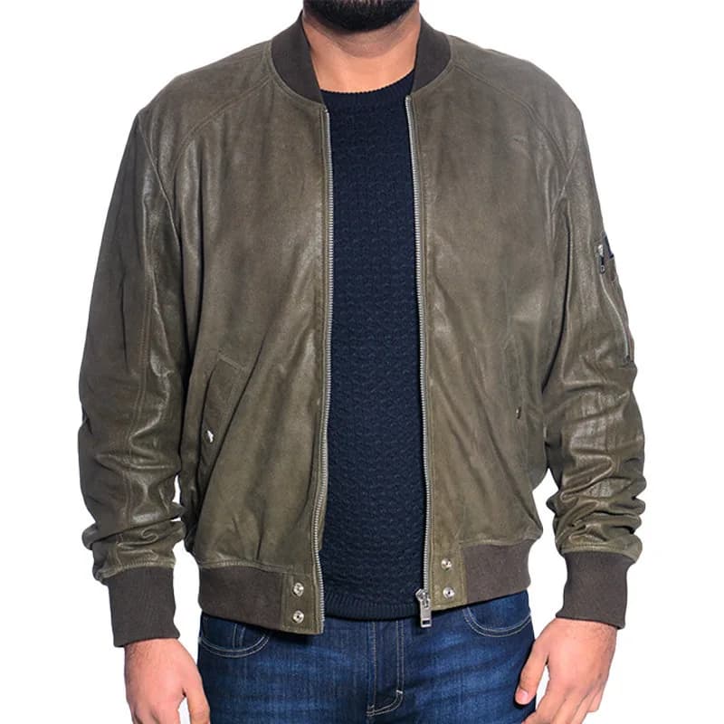 DIESEL Leather Jacket L NIKOLAI Mens Bomber Jacket