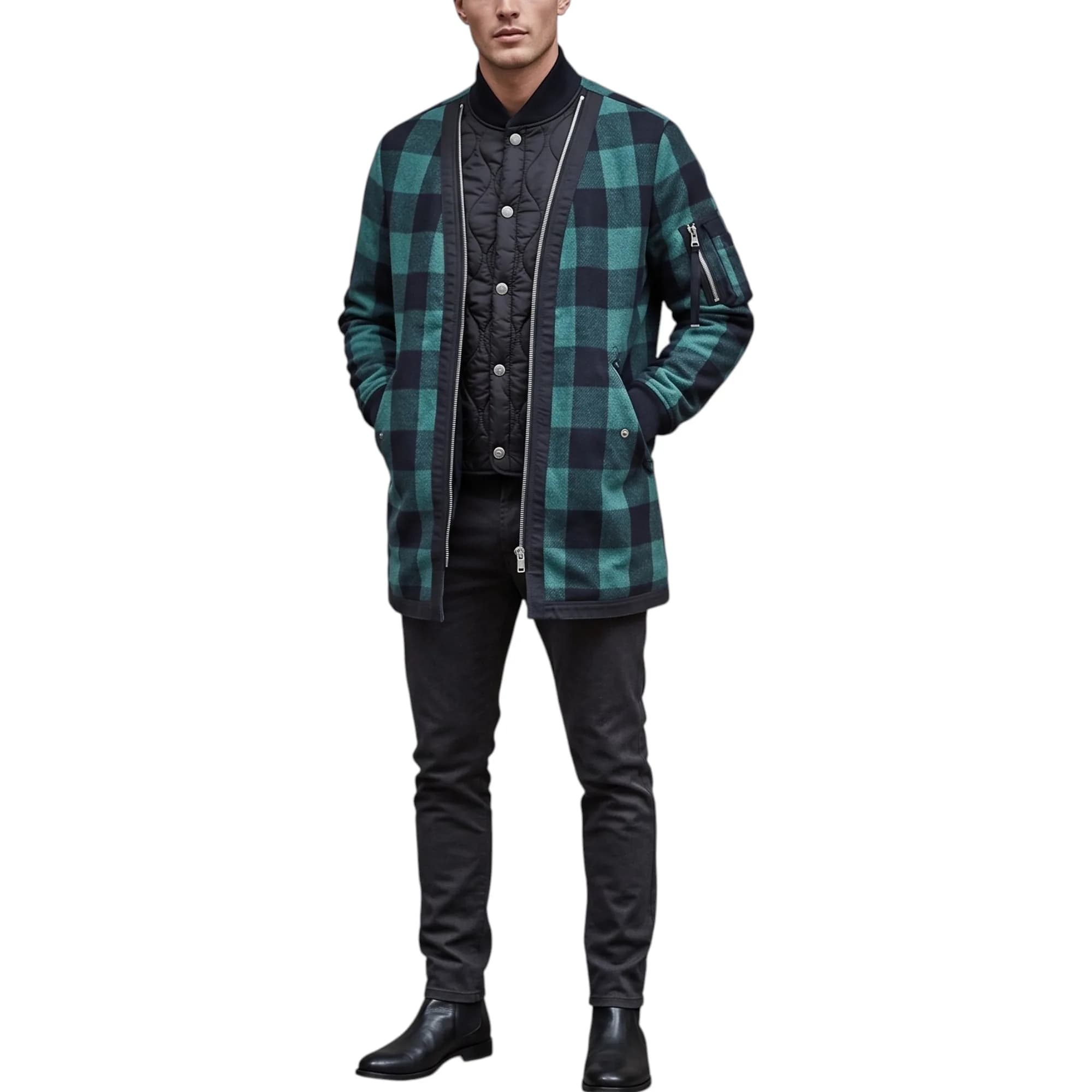 DIESEL BLACK GOLD JIPLAID Mens Parka Jacket
