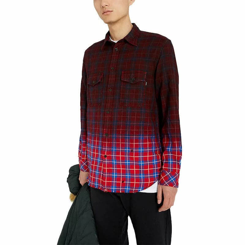 DIESEL S MILLER Mens Shirts Buffalo Check Cotton Long Sleeve Casual Shirts 