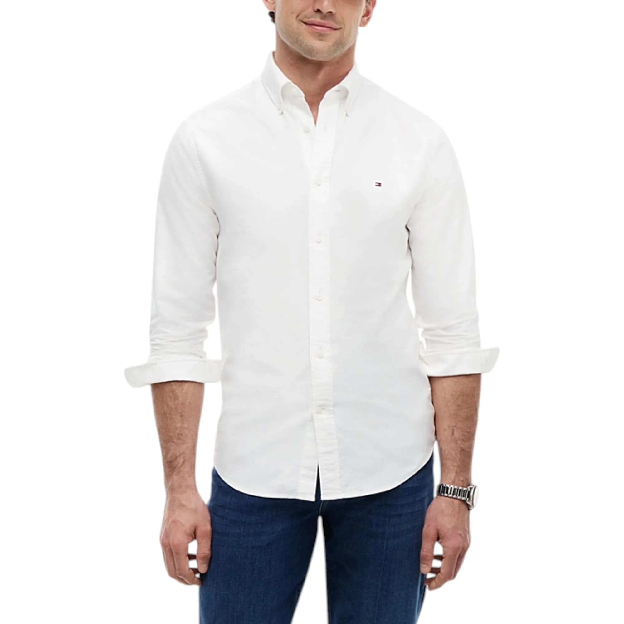 TOMMY HILFIGER Mens Shirts Custom Fit Oxford Long Sleeve Casual Cotton Summ