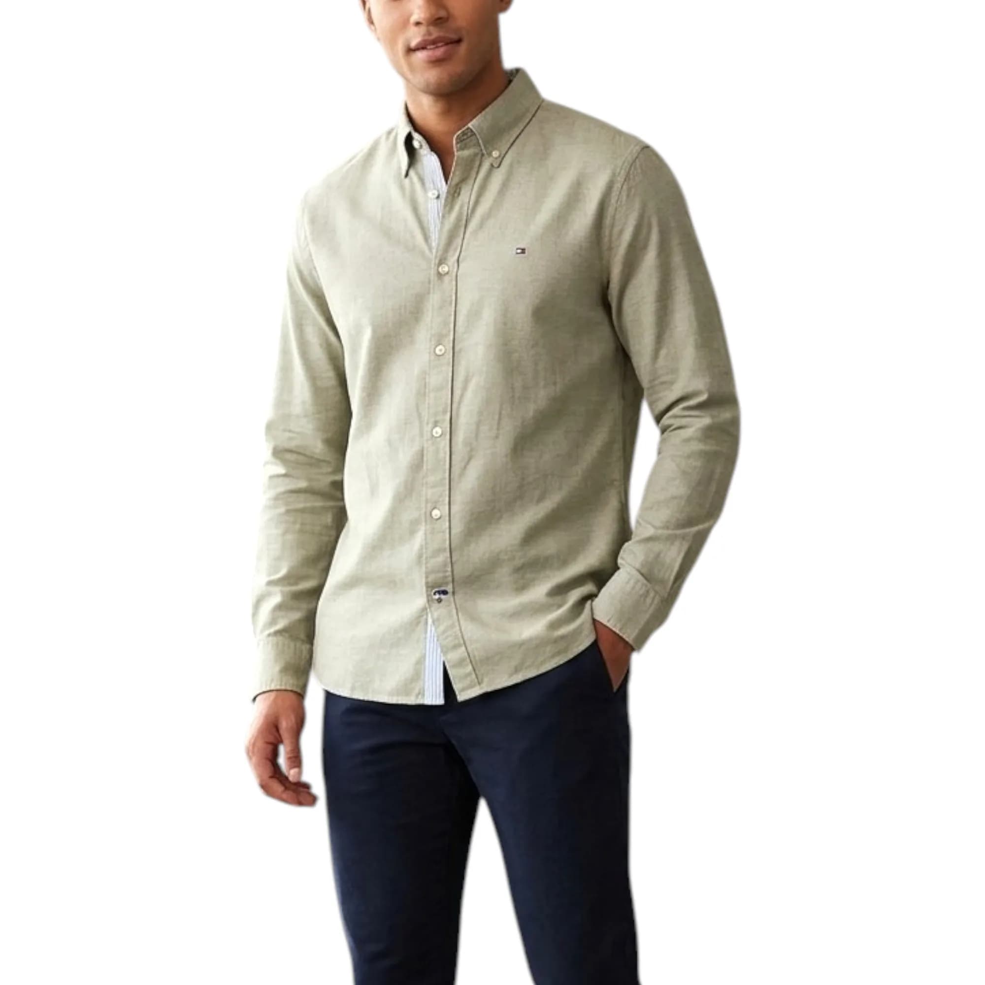 TOMMY HILFIGER Mens Shirts Regular Fit Oxford Long Sleeve Casual Cotton For