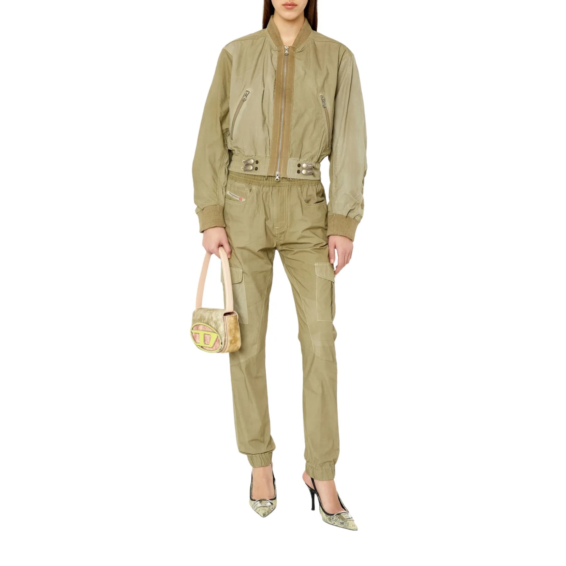 DIESEL P-URSULA-CHALK0KGAW Womens Cargo Trouser