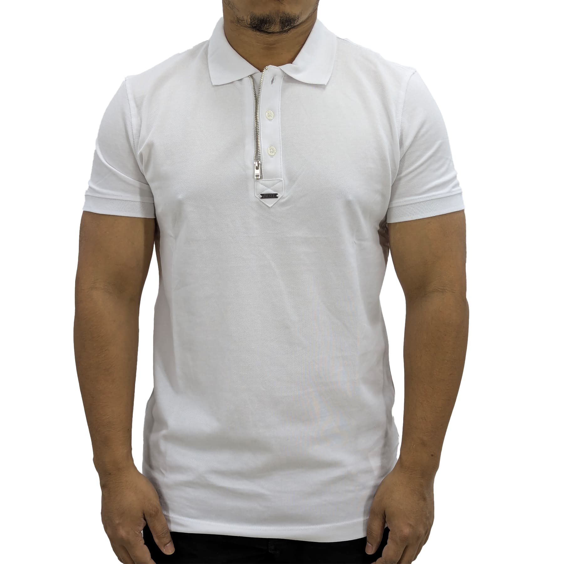 DIESEL T-SMITH-ZIP OUT RBAWH Mens Polo T Shirts