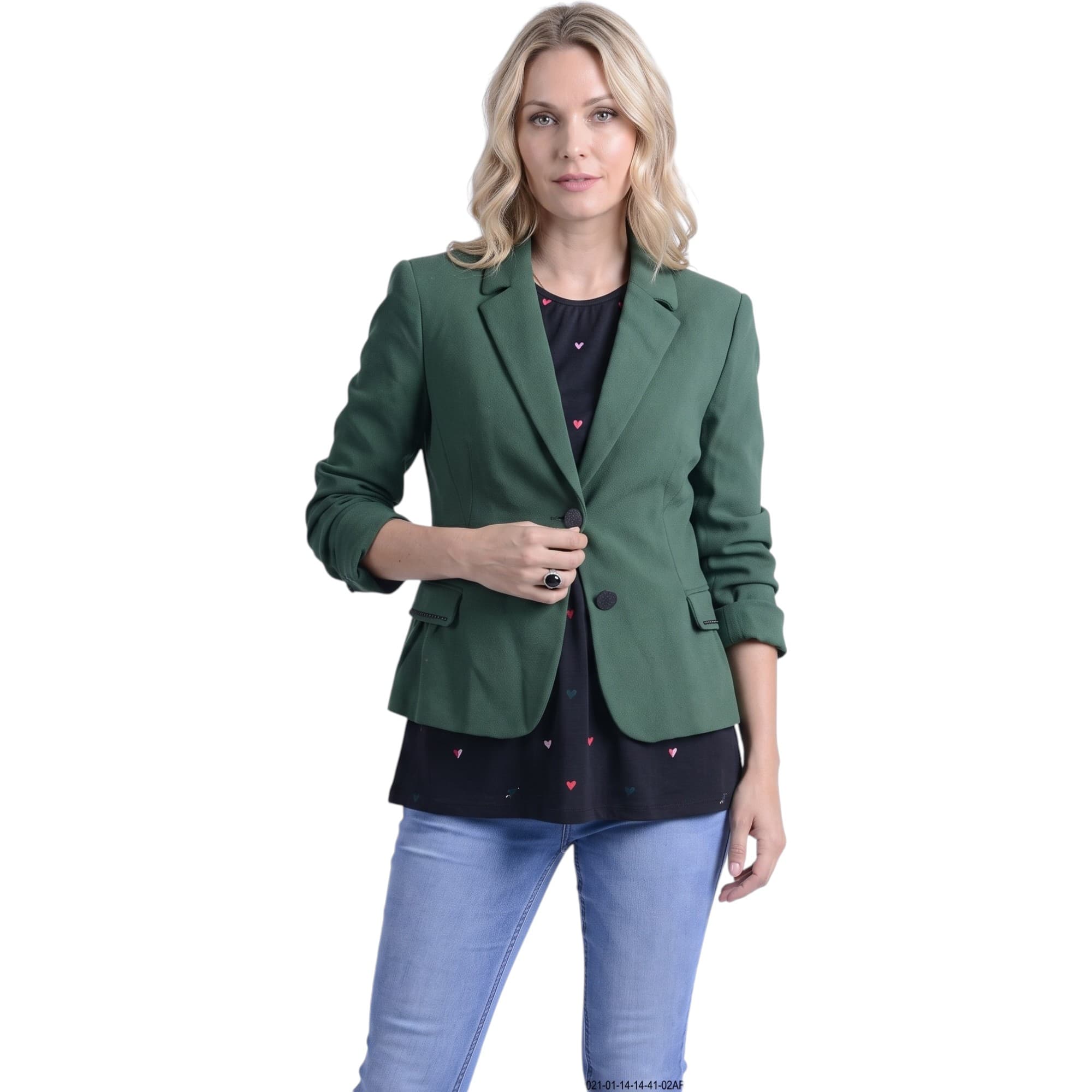 Armani women's blazer front view, regular slim fit