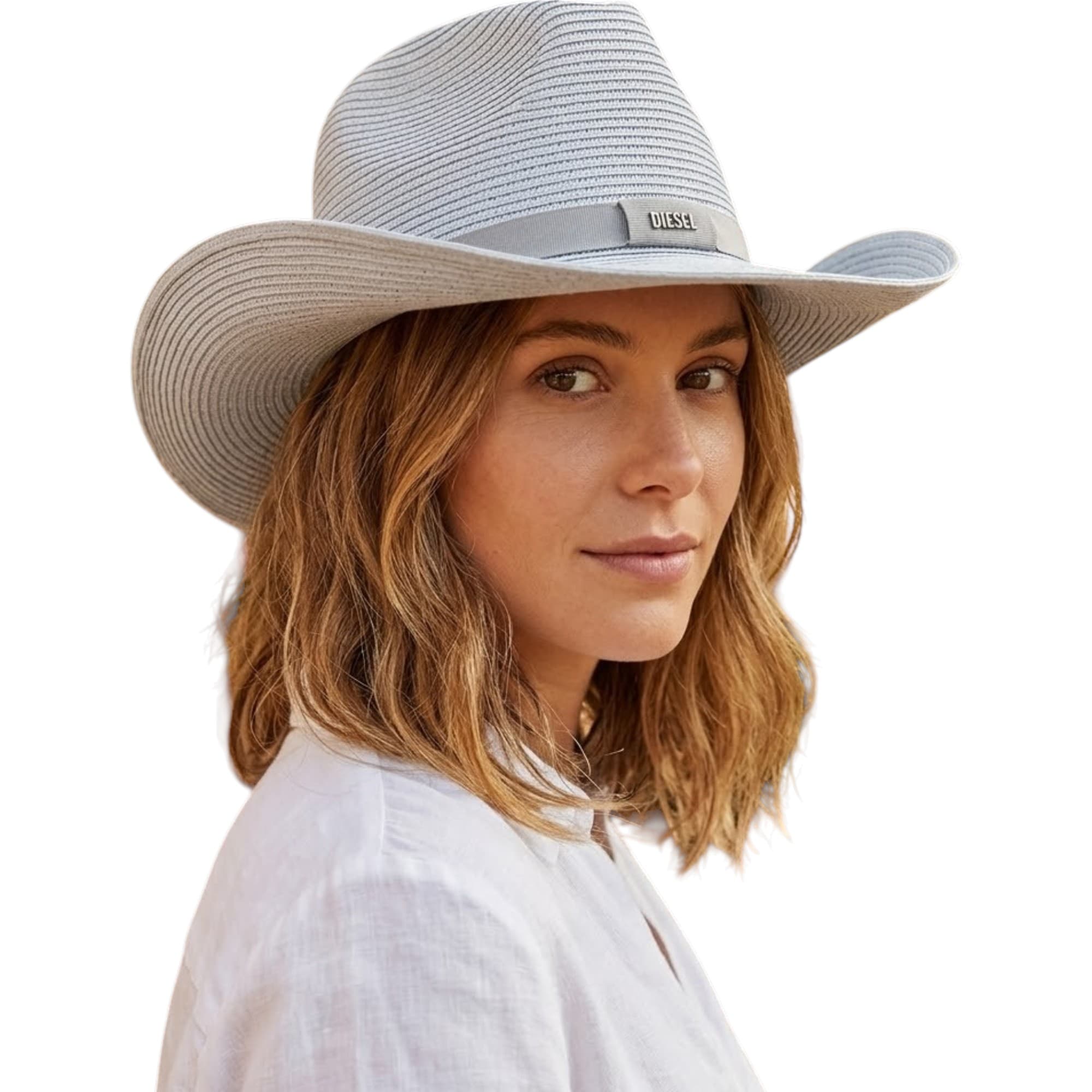 Diesel Cowboy white fedora hat front view