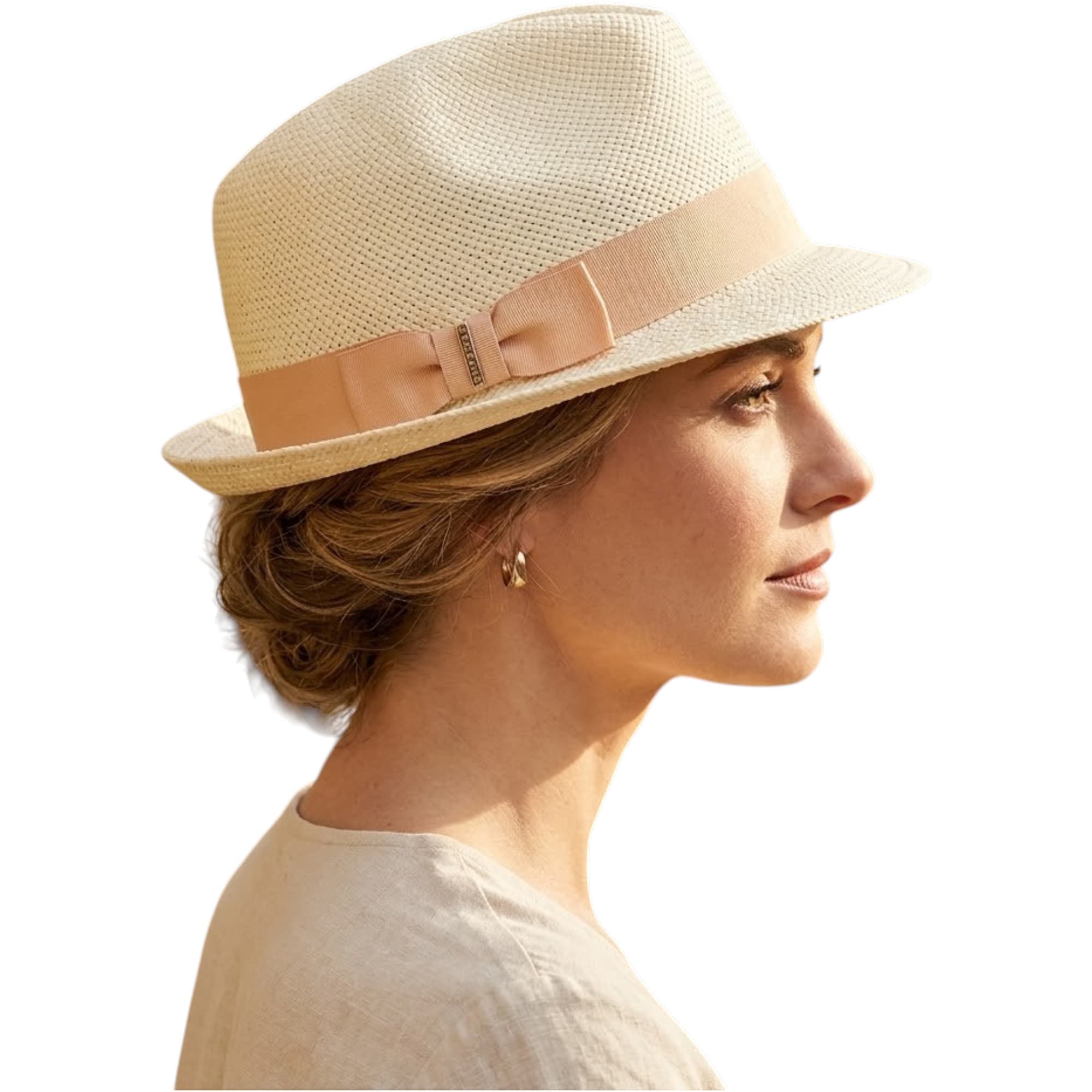 Diesel CRUMYKO cream straw fedora hat, front view
