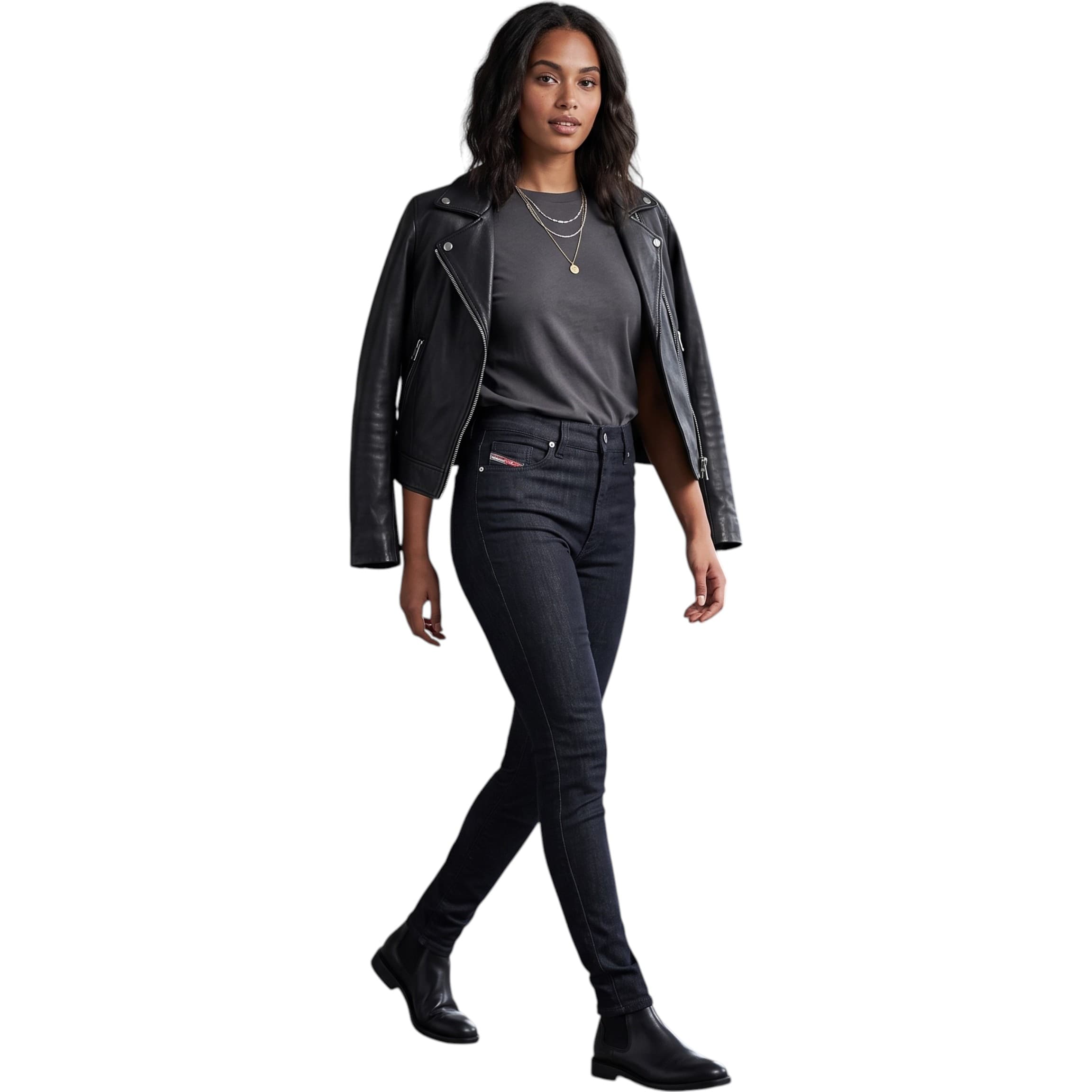 Diesel D Reeft women's black slim-fit denim jeans front view