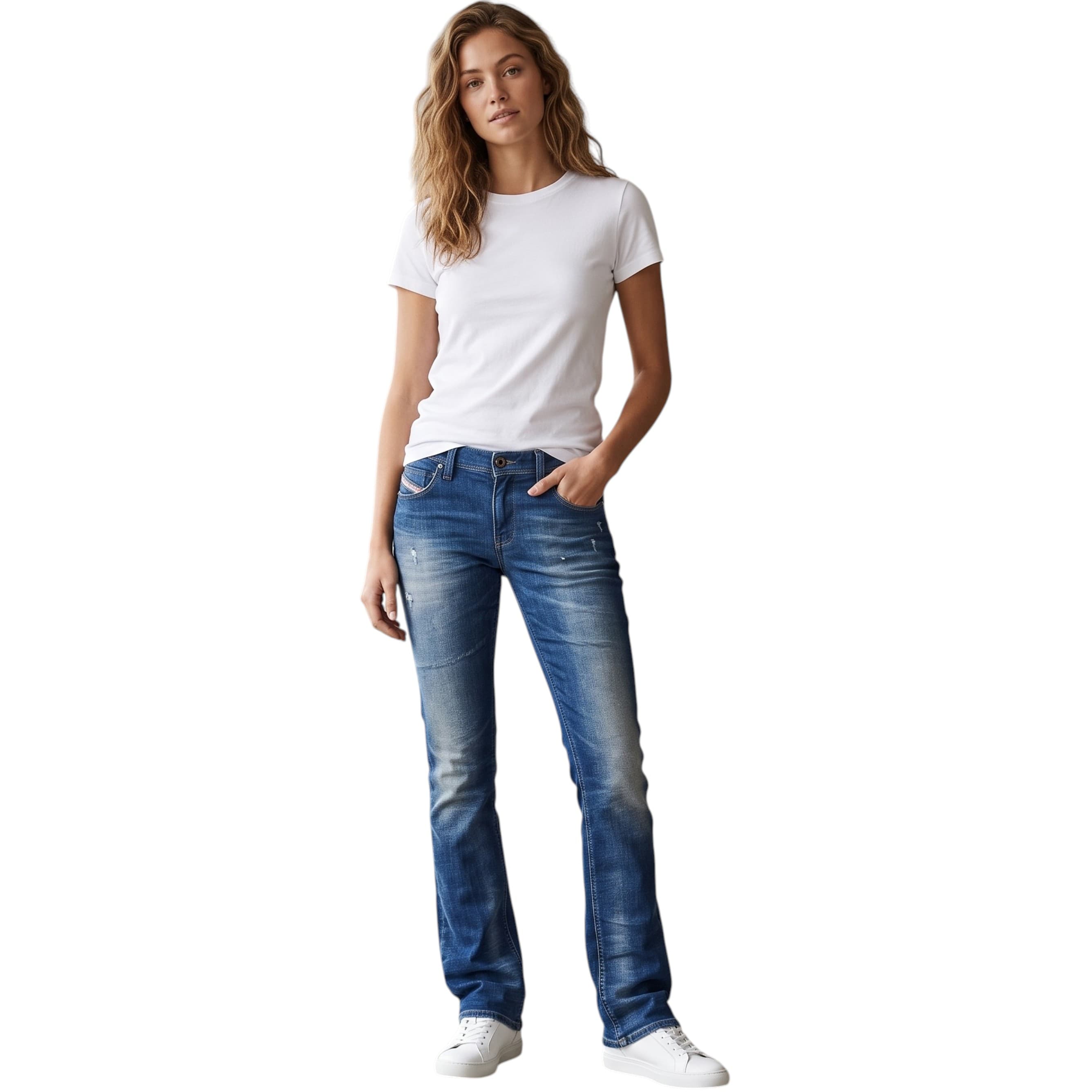 Diesel FAITHLEGG-NE women's jogg jeans in Regular Slim Skinny fit, front view
