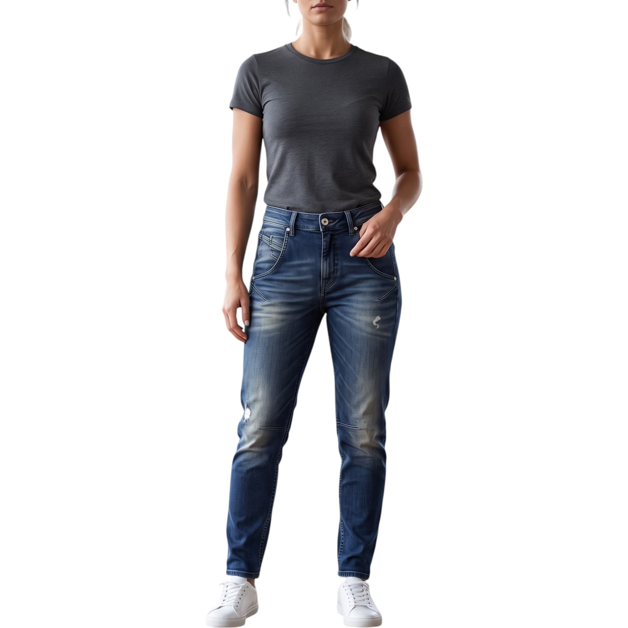 DIESEL FAYZA-NE white jogg jeans front view
