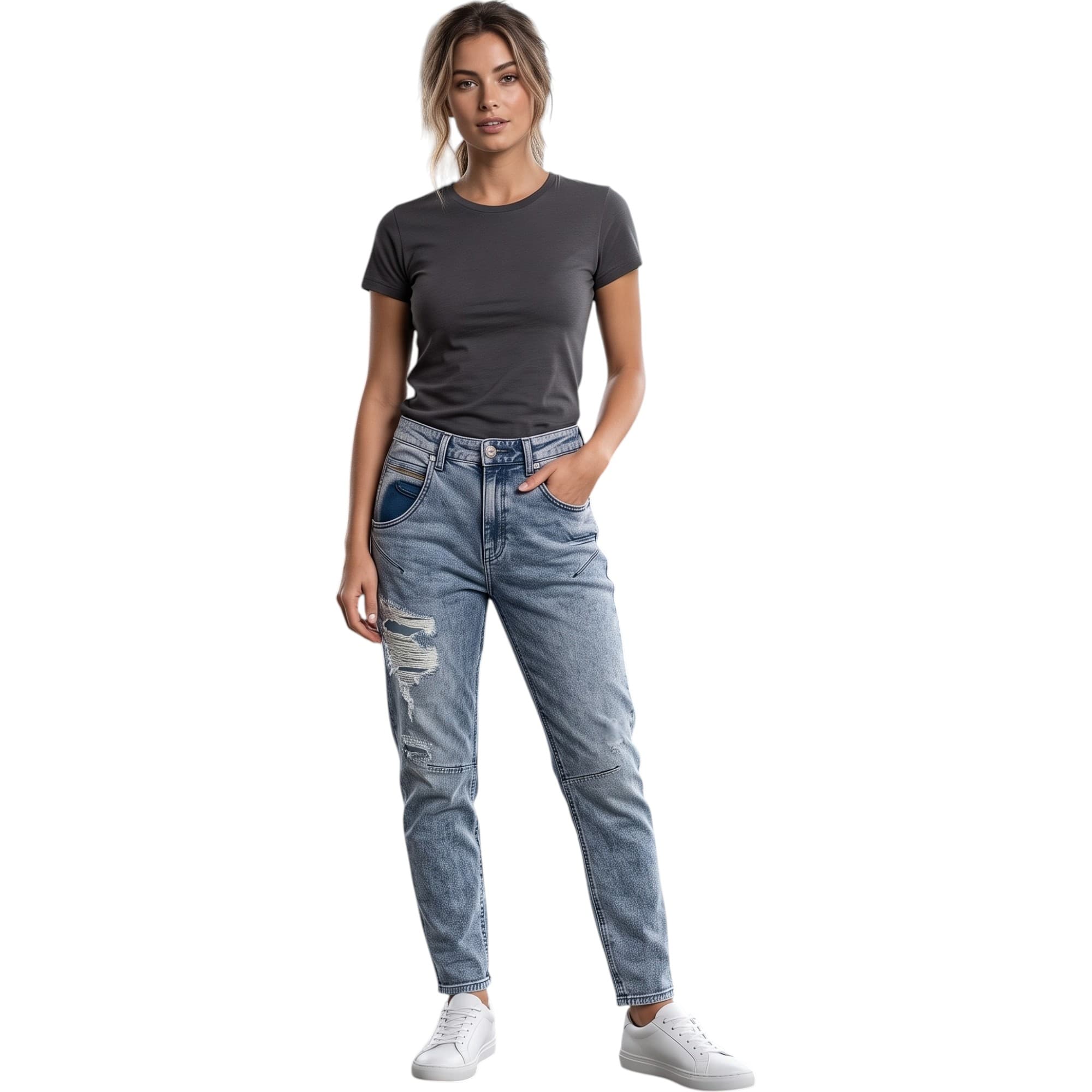 Diesel FAYZA-T white denim jogg jeans front view
