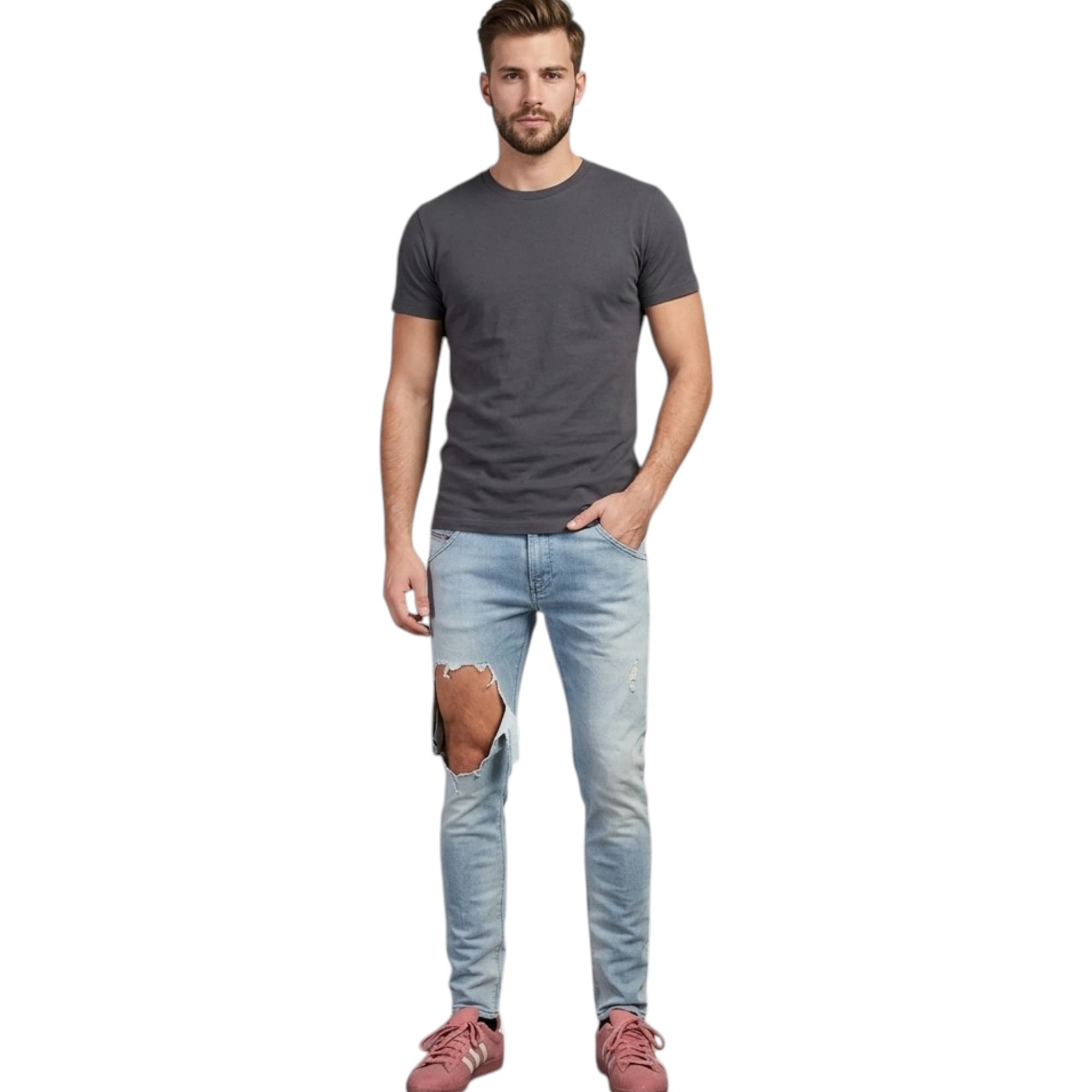 Diesel KROOLEY-T black faded men's jogg jeans front view