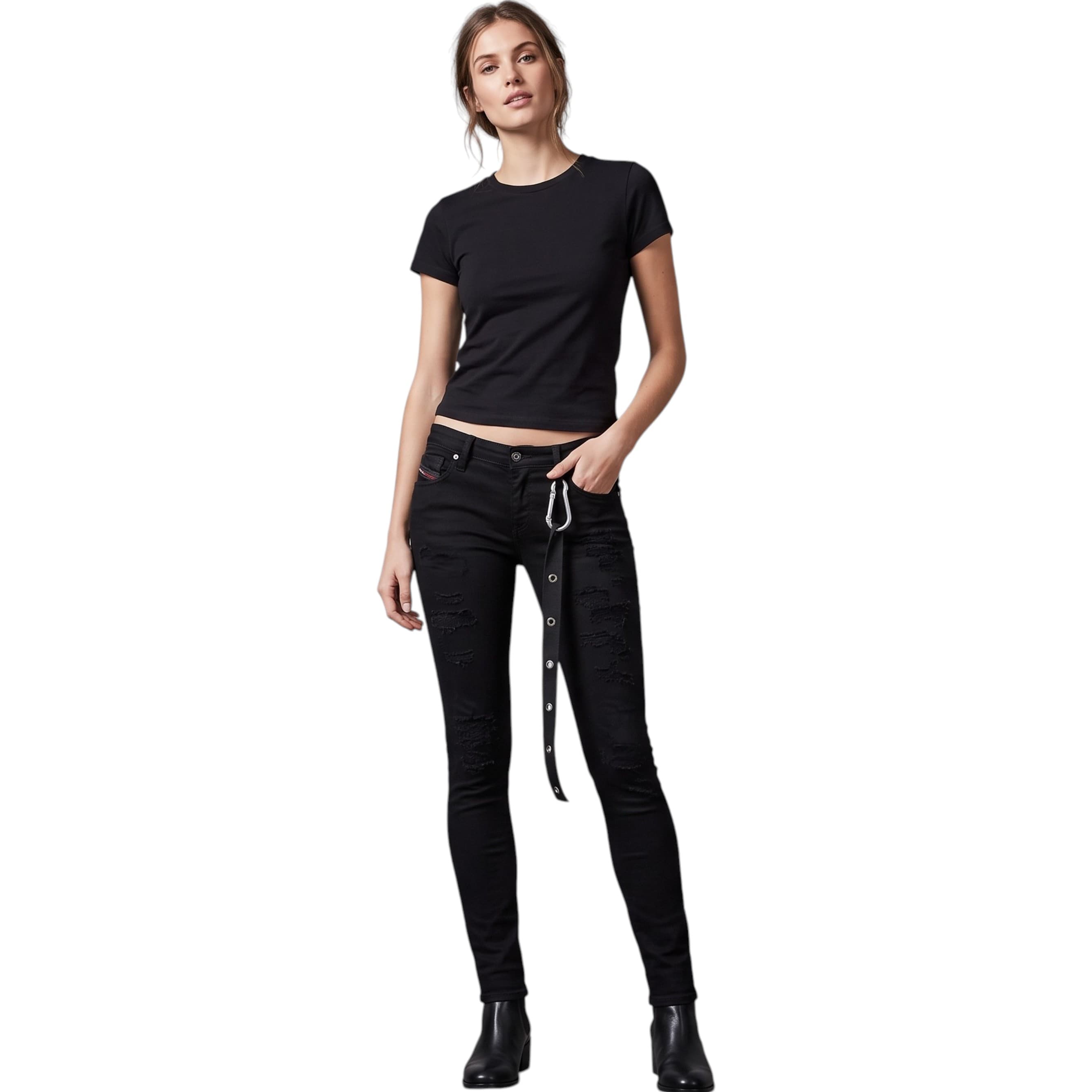 DIESEL LU-Gracey 084TR women's super slim fit skinny jeans in medium wash, front view