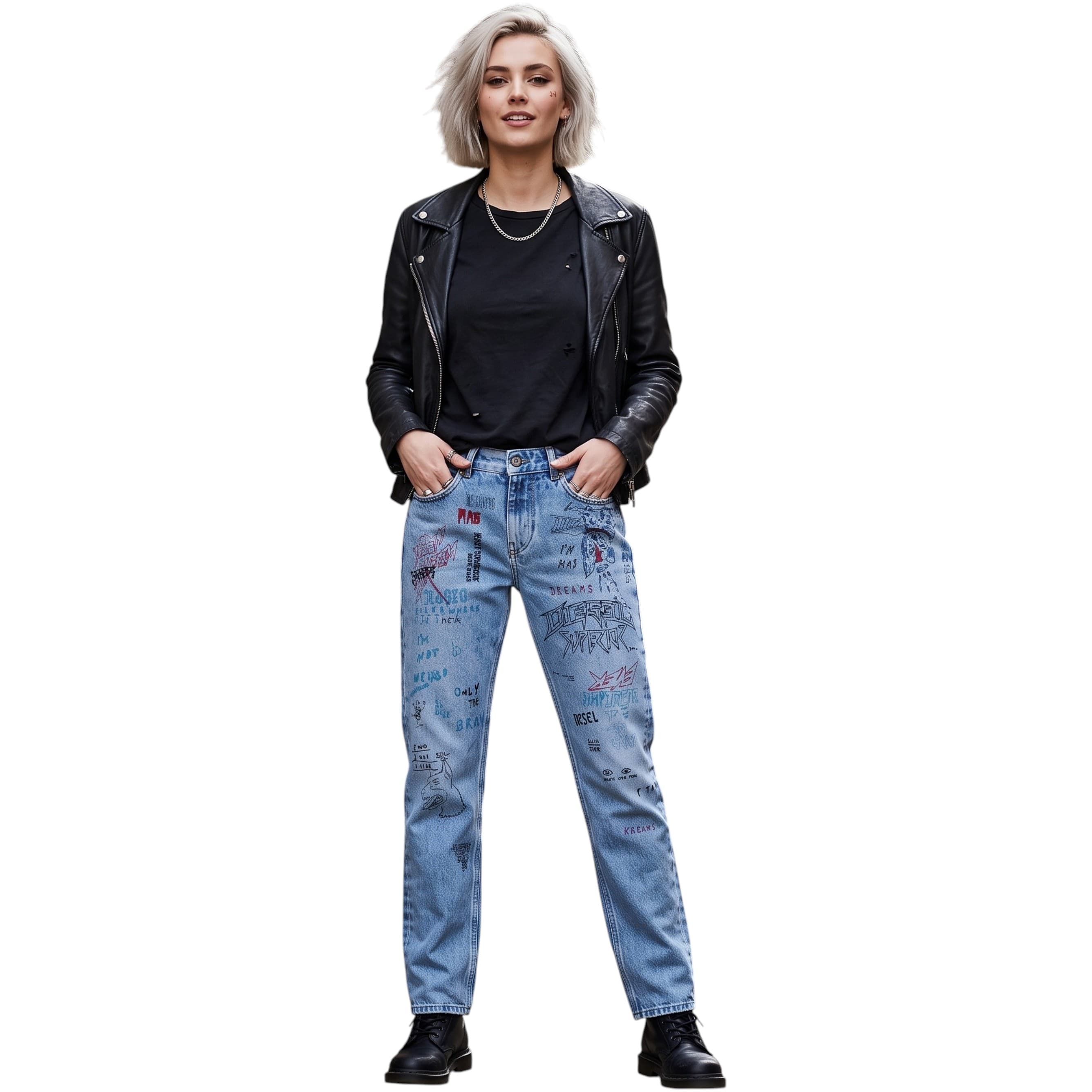 Diesel Neekhol women's jeans front view, premium cotton denim