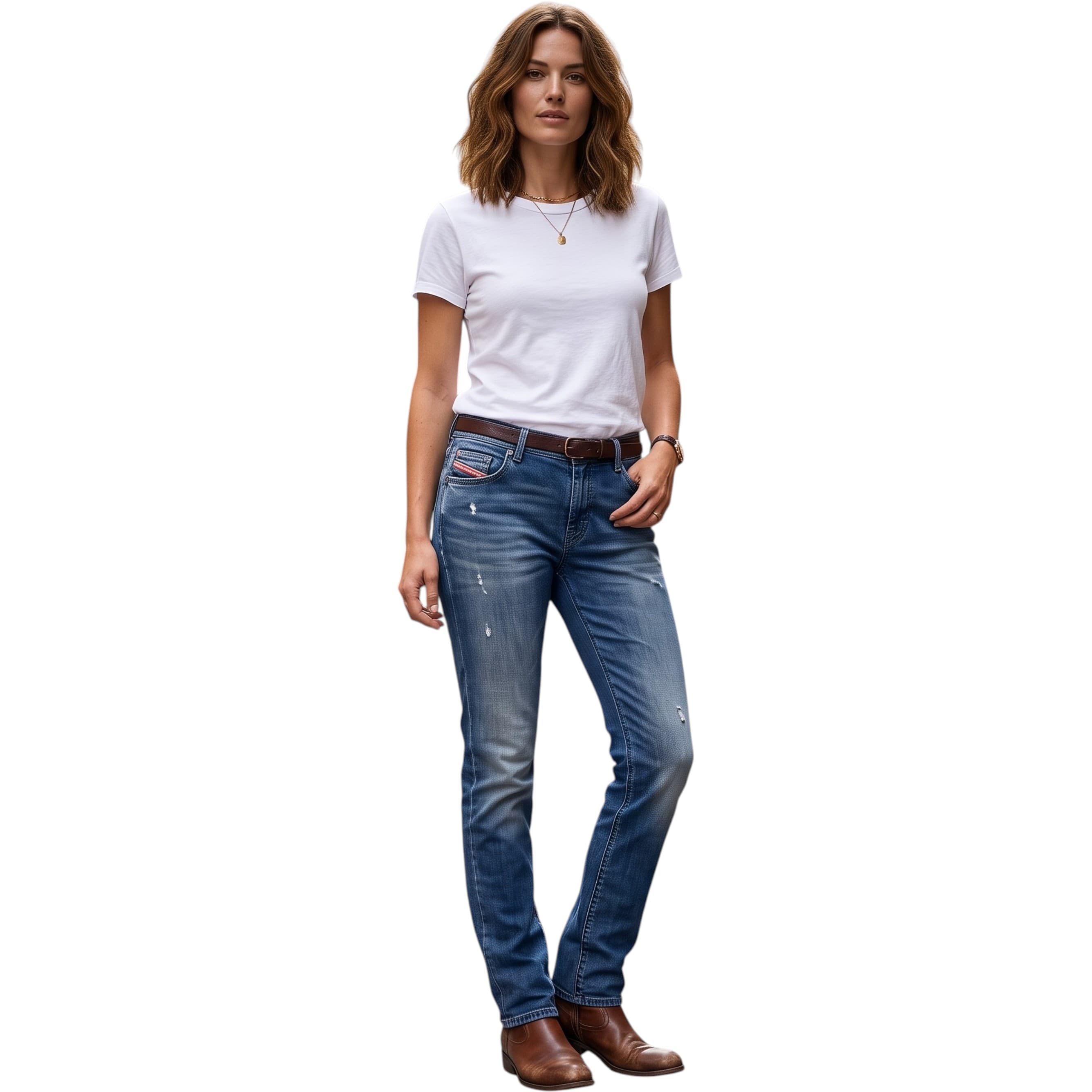 Diesel RIZZO women's jogg jeans front view with 5-pocket design