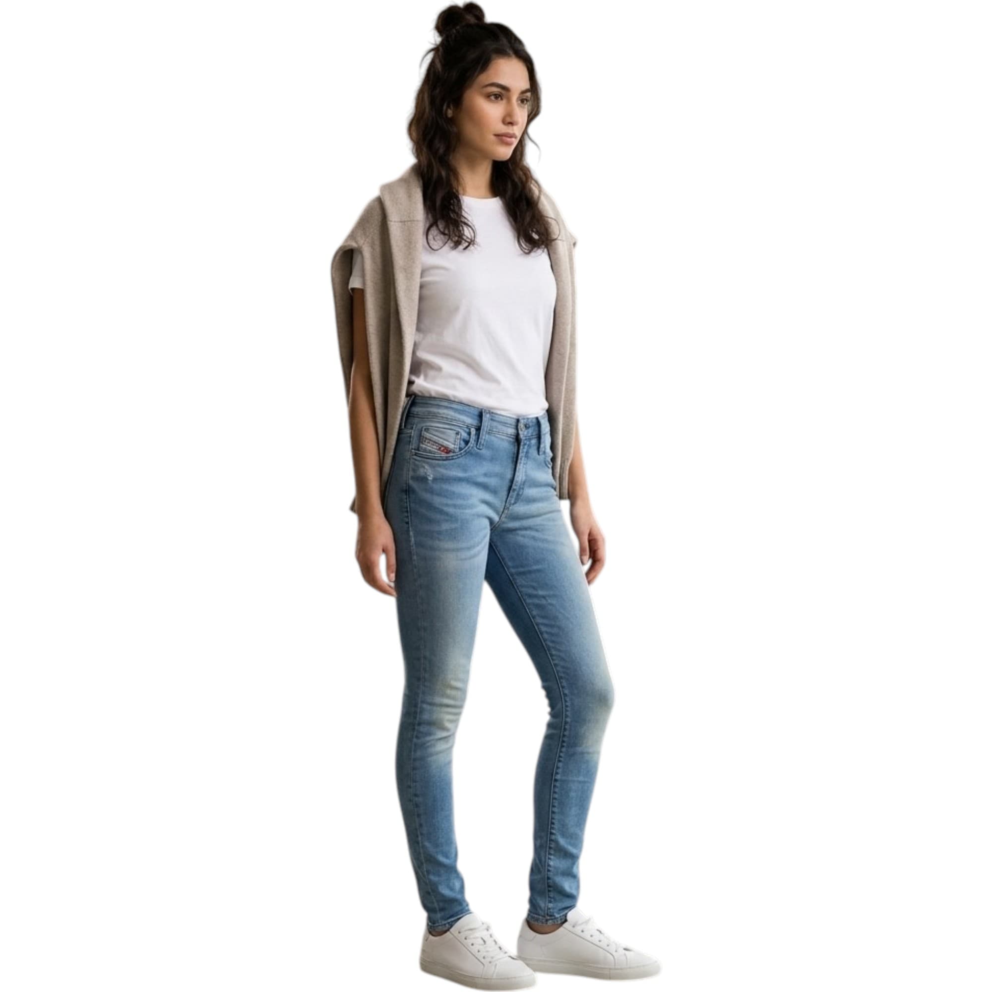 Diesel SKINZEE black women's jogg jeans front view