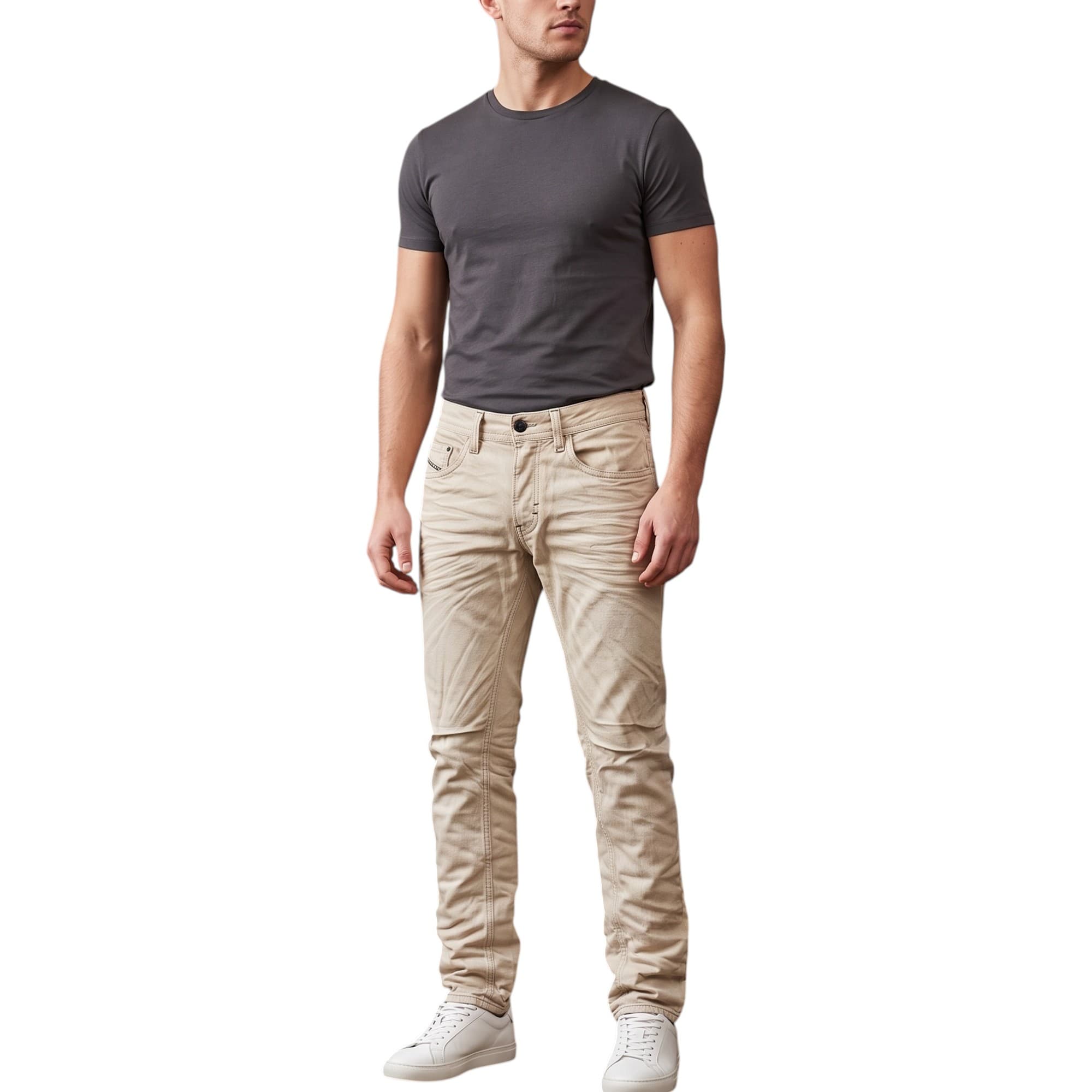 Diesel THAVAR 0801D men's white denim jeans front view