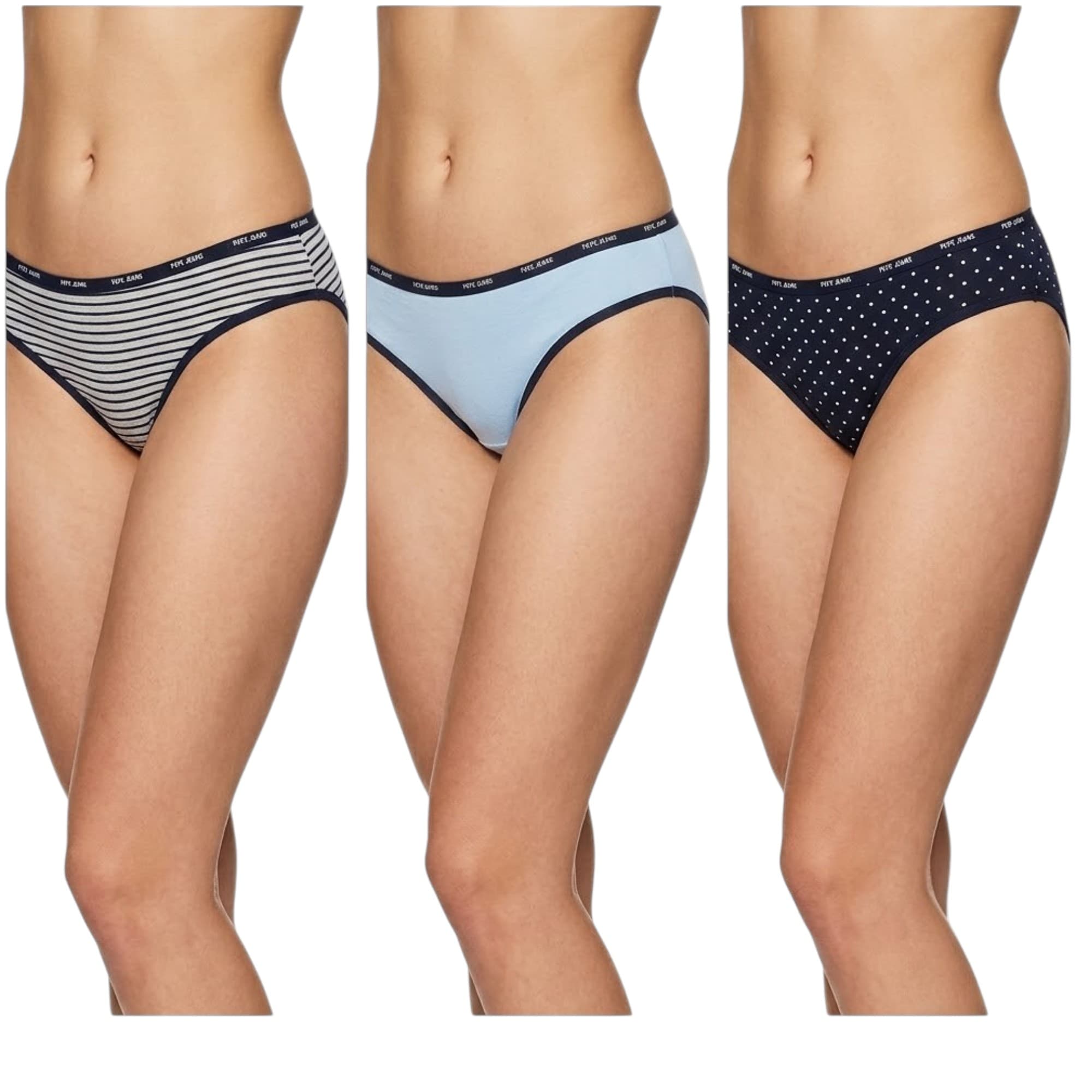 Pepe Jeans Women's Bikini Briefs 3 Pack in Black, front view