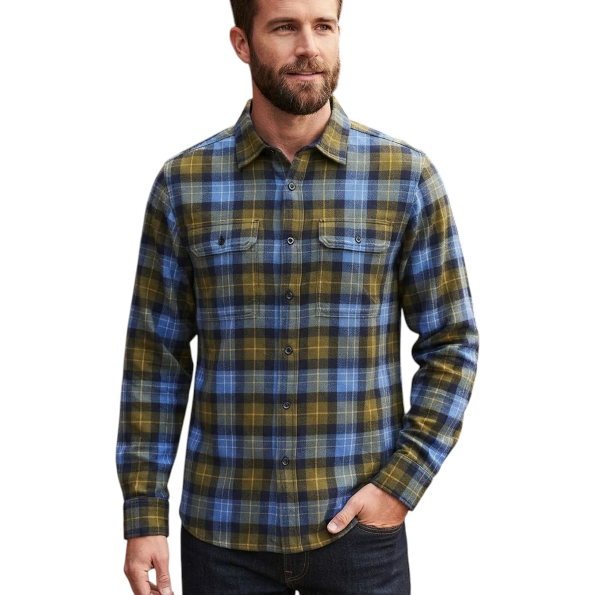 The North Face Arroyo Flannel men's checked shirt in black plaid, front view