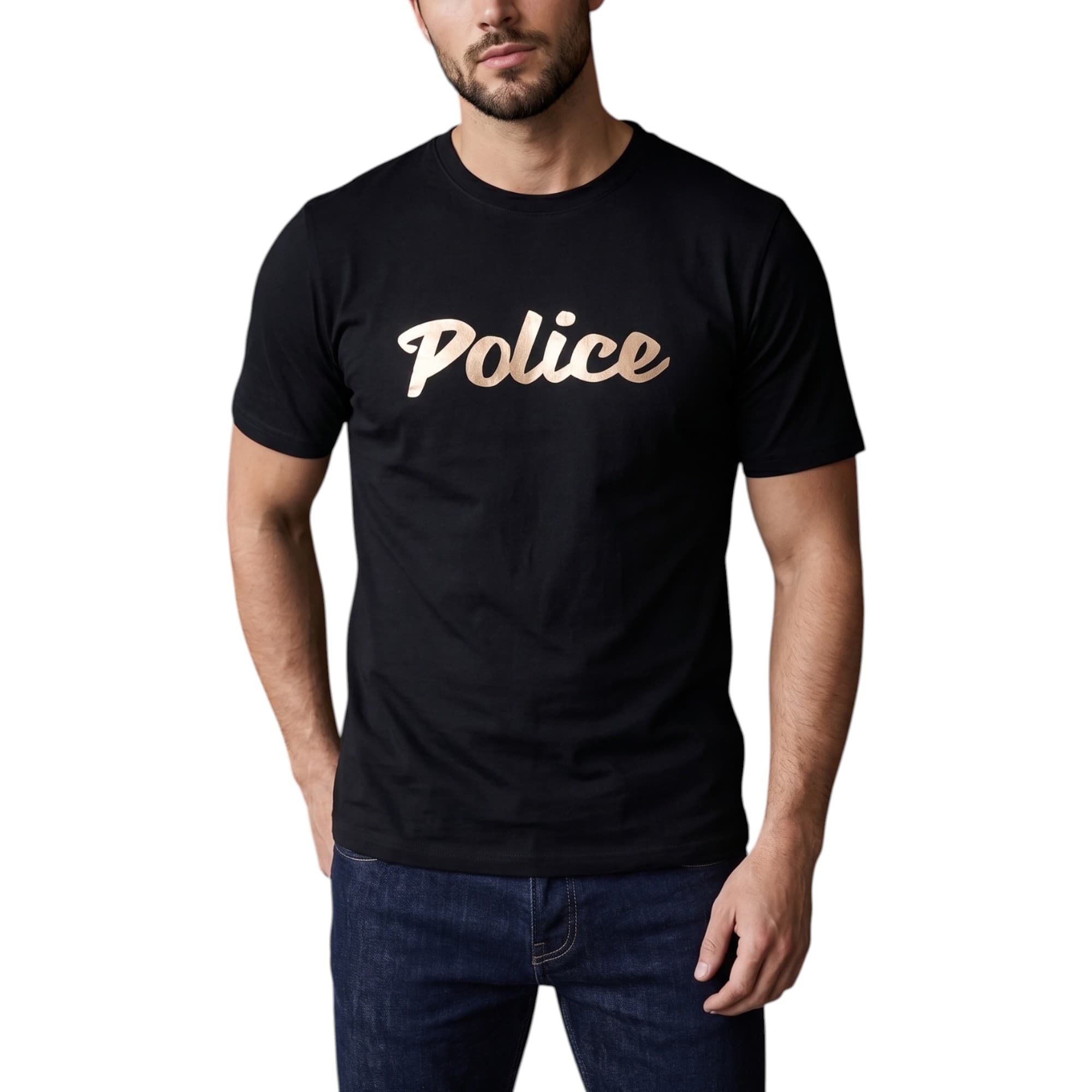 883 Police Andro black men's t-shirt front view with chest logo print