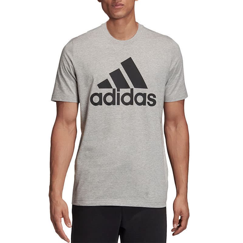 Adidas MH BOS men's grey t-shirt front view with chest logo