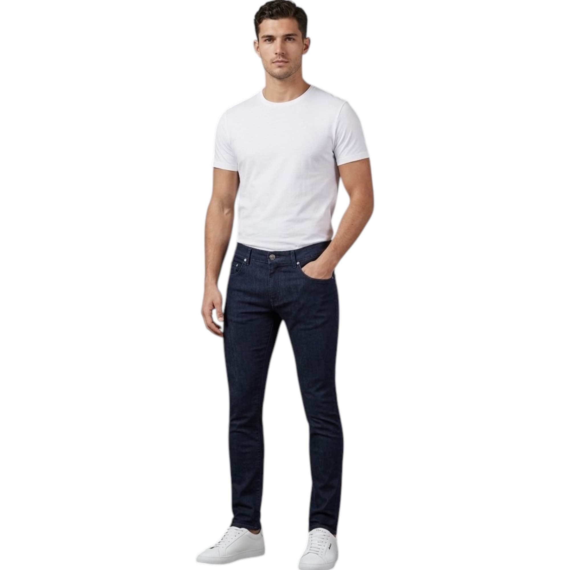 Armani Jeans black denim jeans front view, style 6X6J35