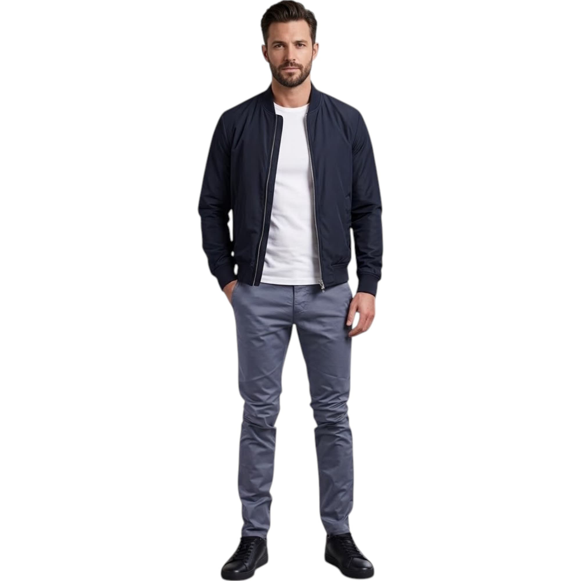 Armani Jeans dark grey men's chino trousers, slim fit front view