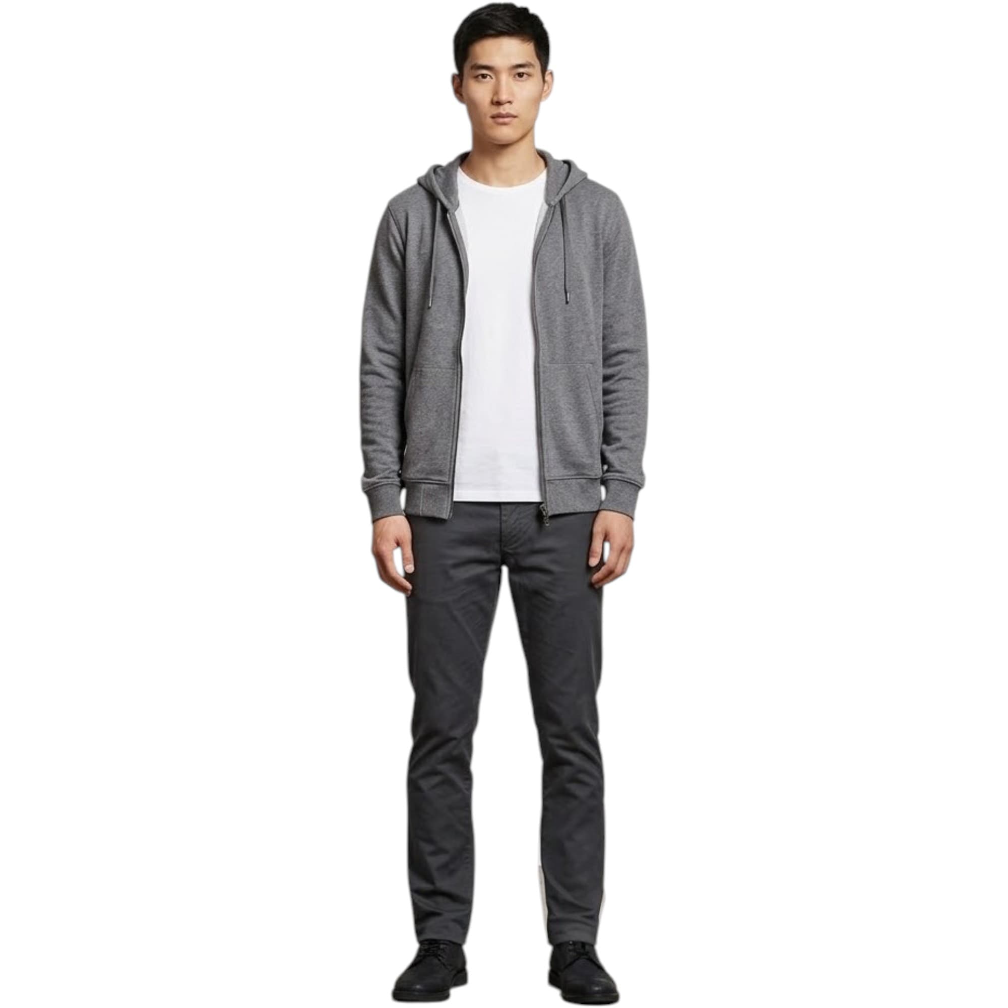 Armani Jeans navy chino trousers front view, slim fit