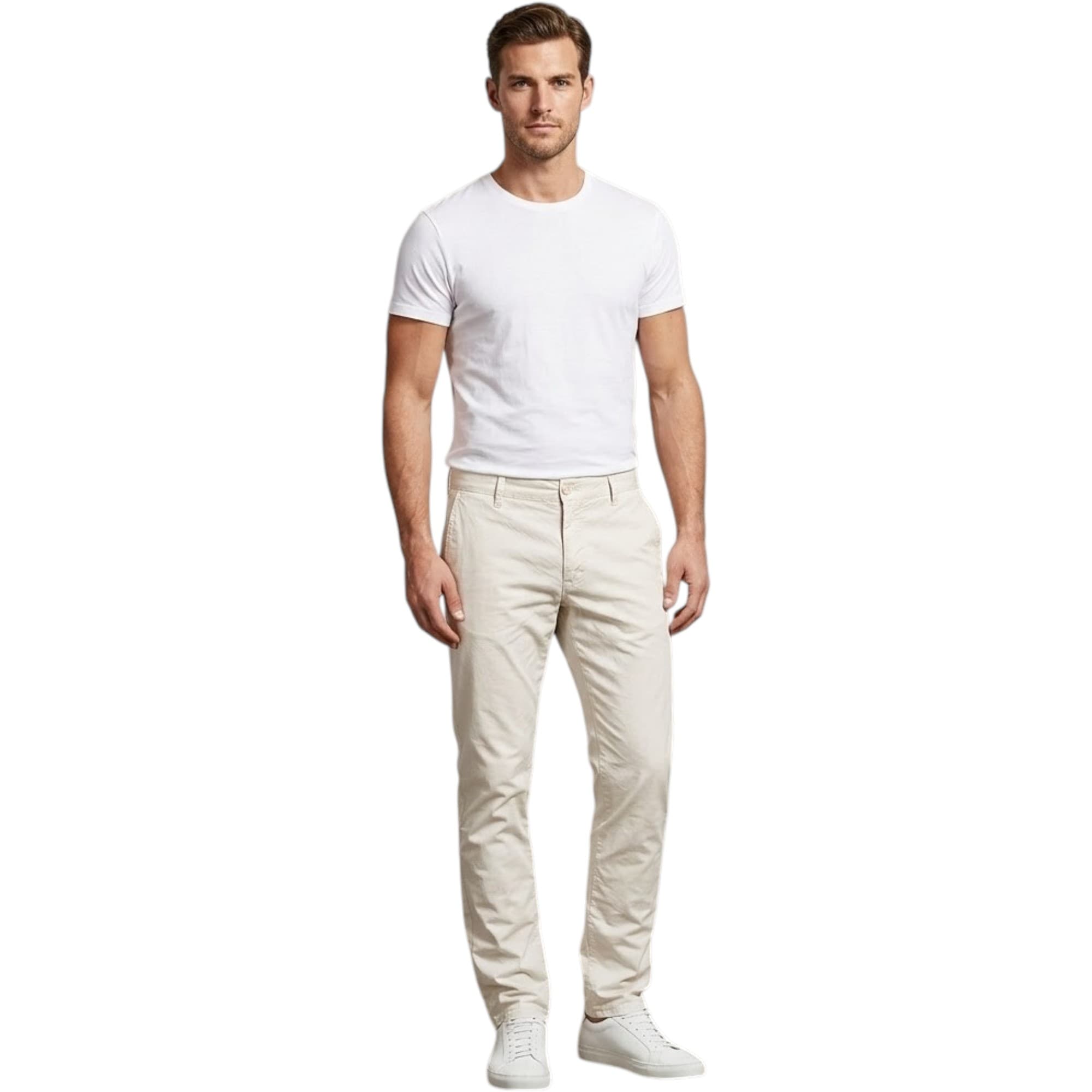 Armani Jeans white chino trousers slim fit front view