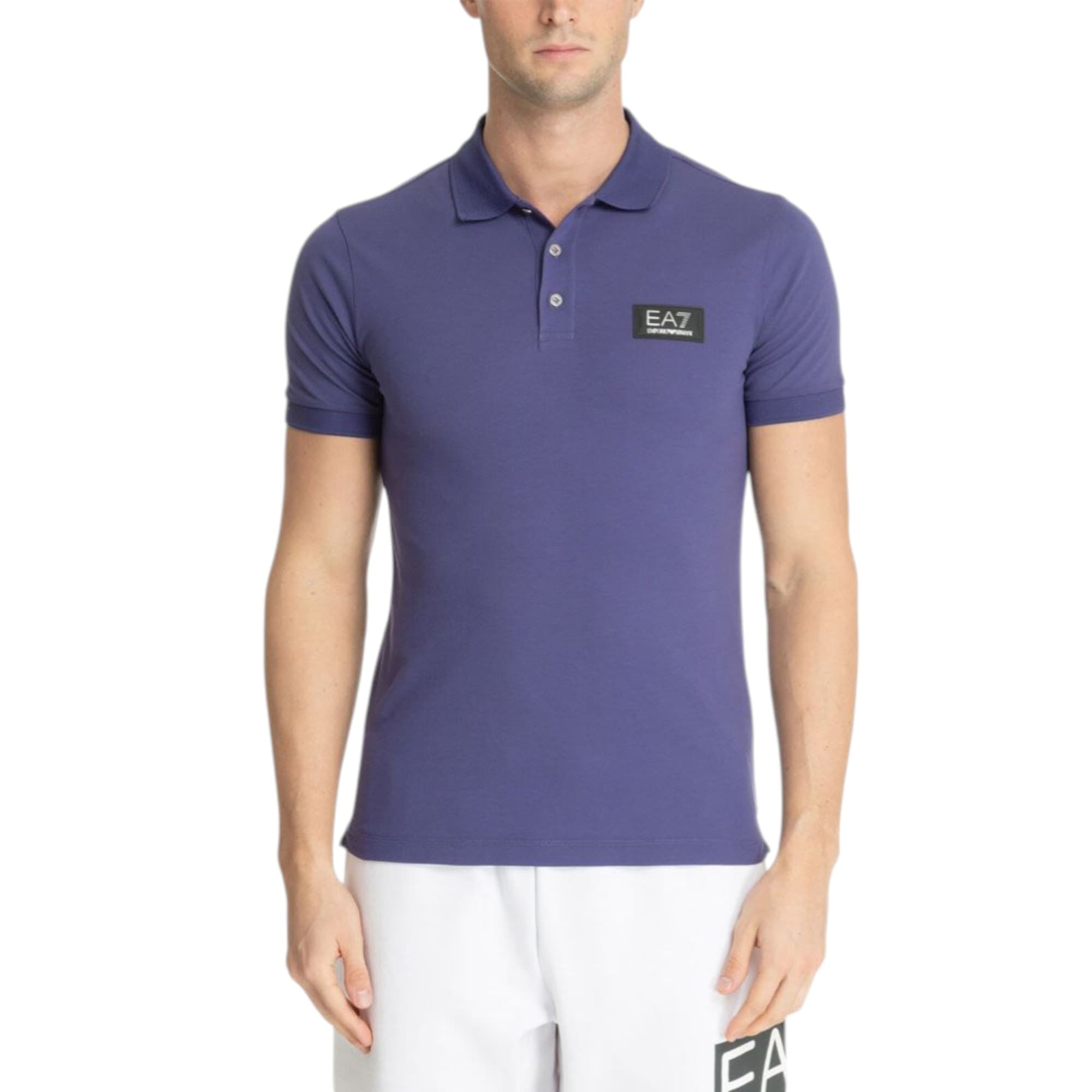 EA7 Emporio Armani men's purple polo shirt front view