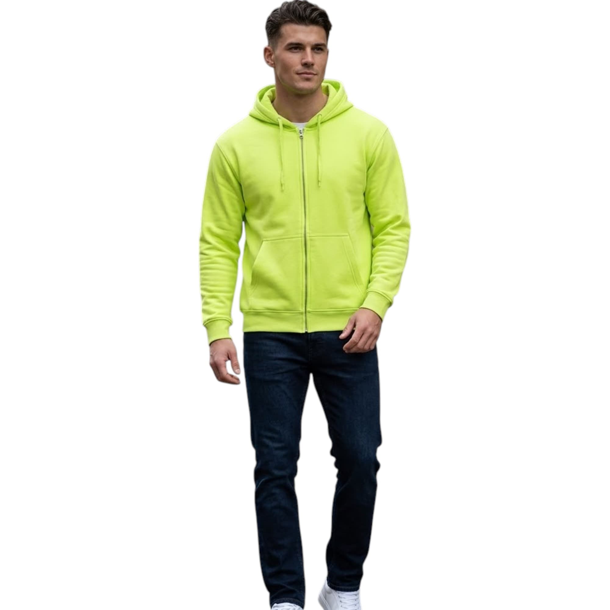 BAKARUDA men's green full zip hoody front view