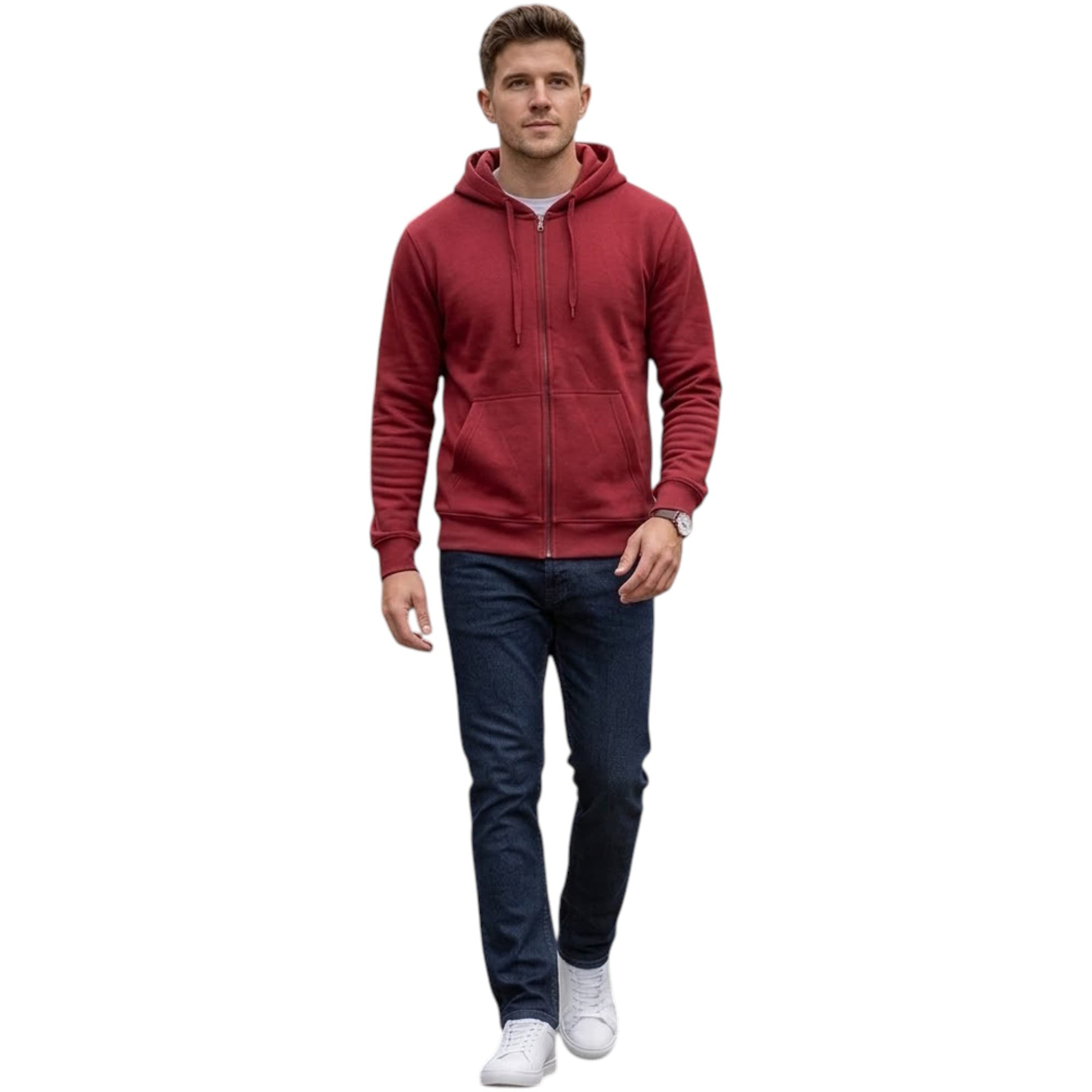 BAKARUDA red mens full zip hoody front view