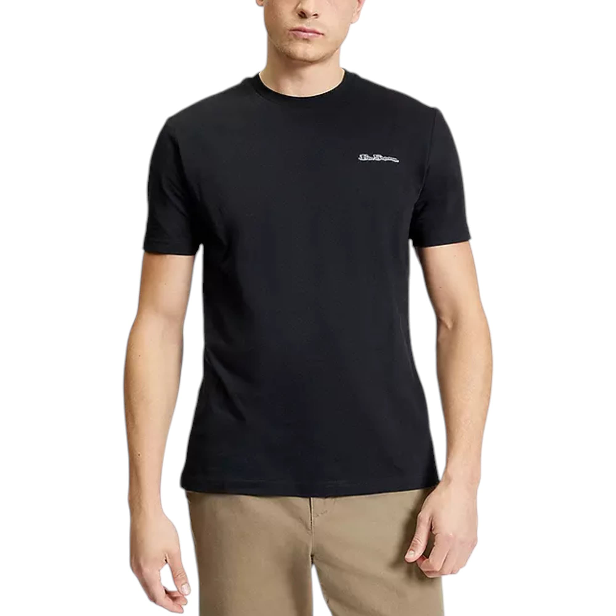 Ben Sherman black men's t-shirt with white embroidered logo, front view