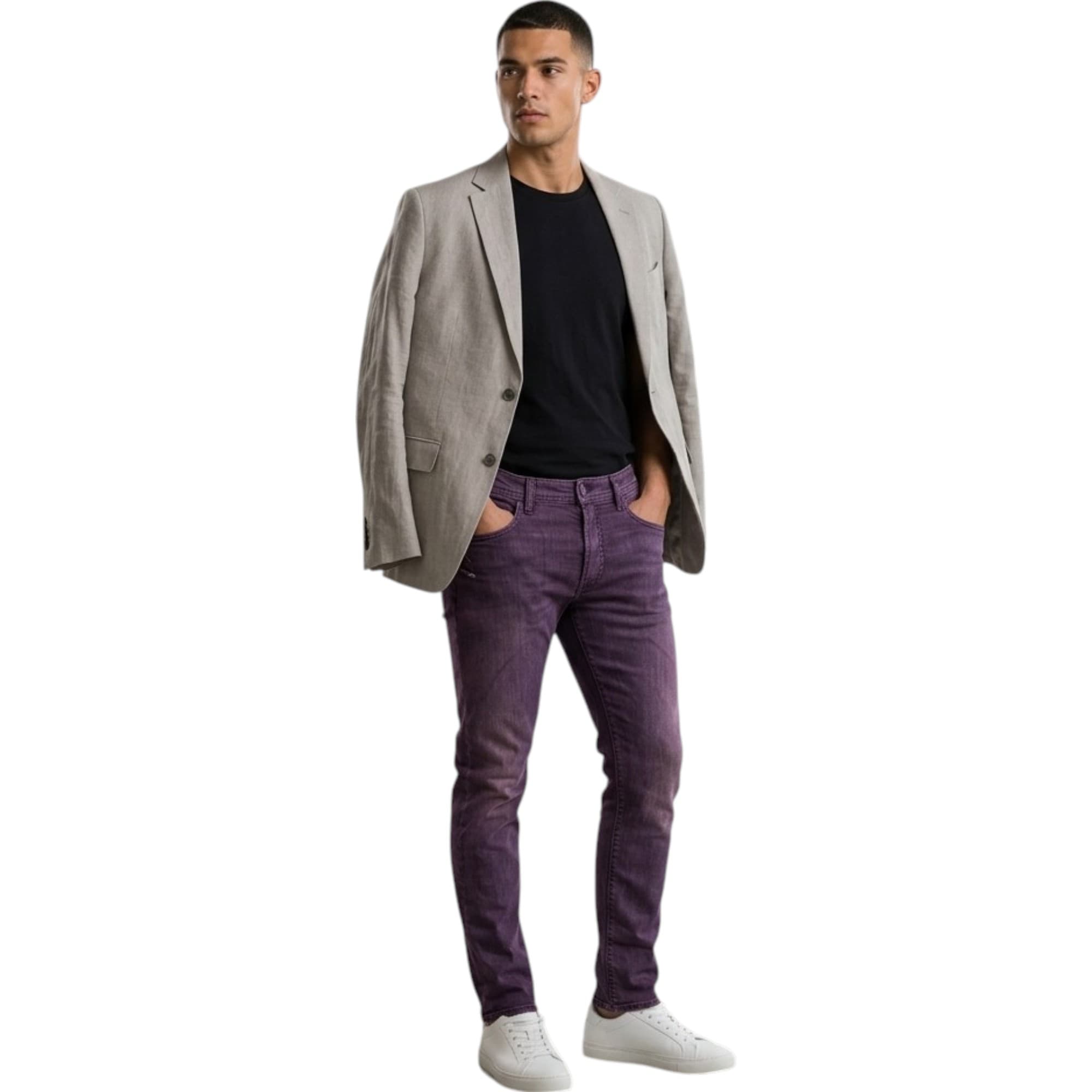 Diesel BUSTER 0845K men's purple denim jeans front view