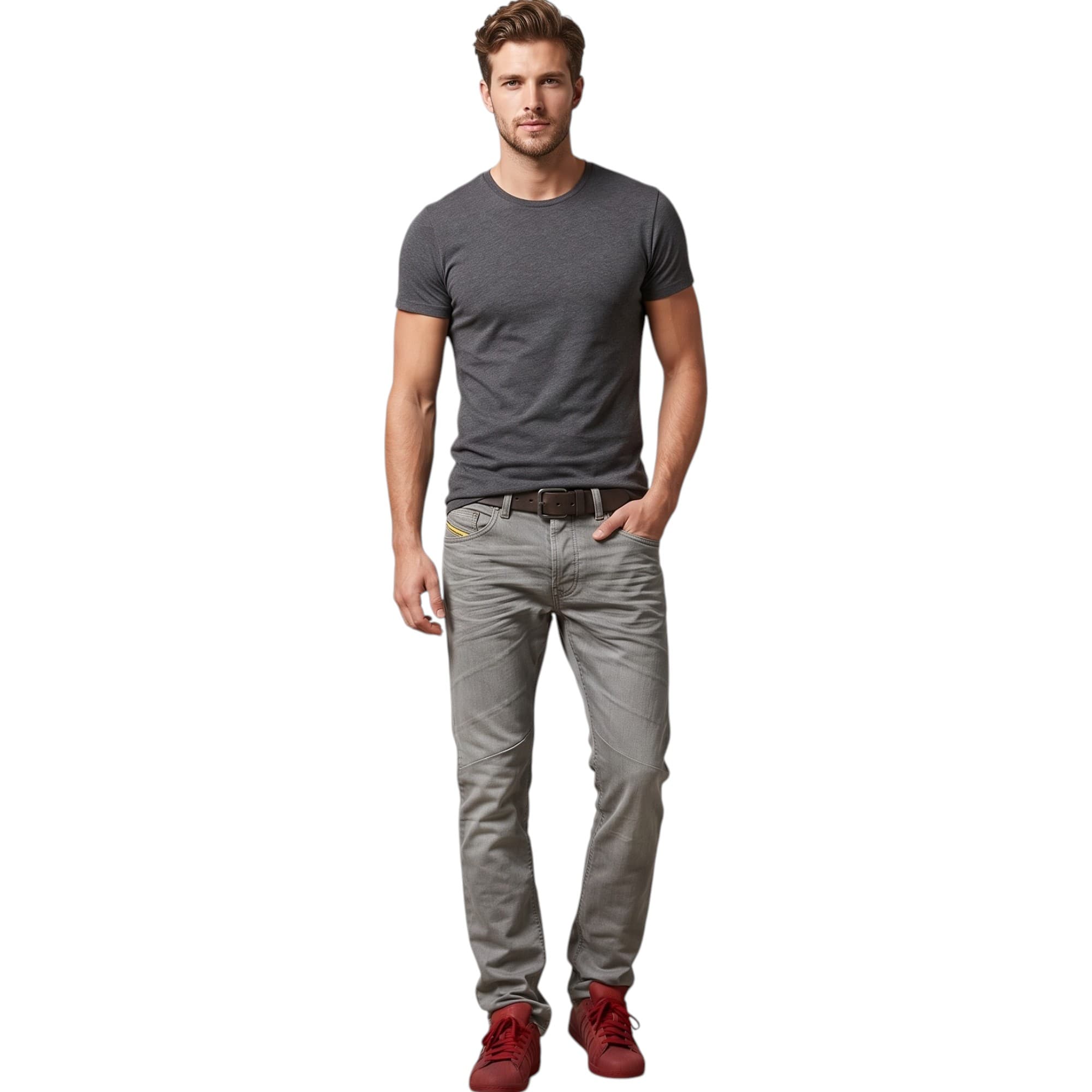 Diesel DARRON 008QU mens grey jeans front view