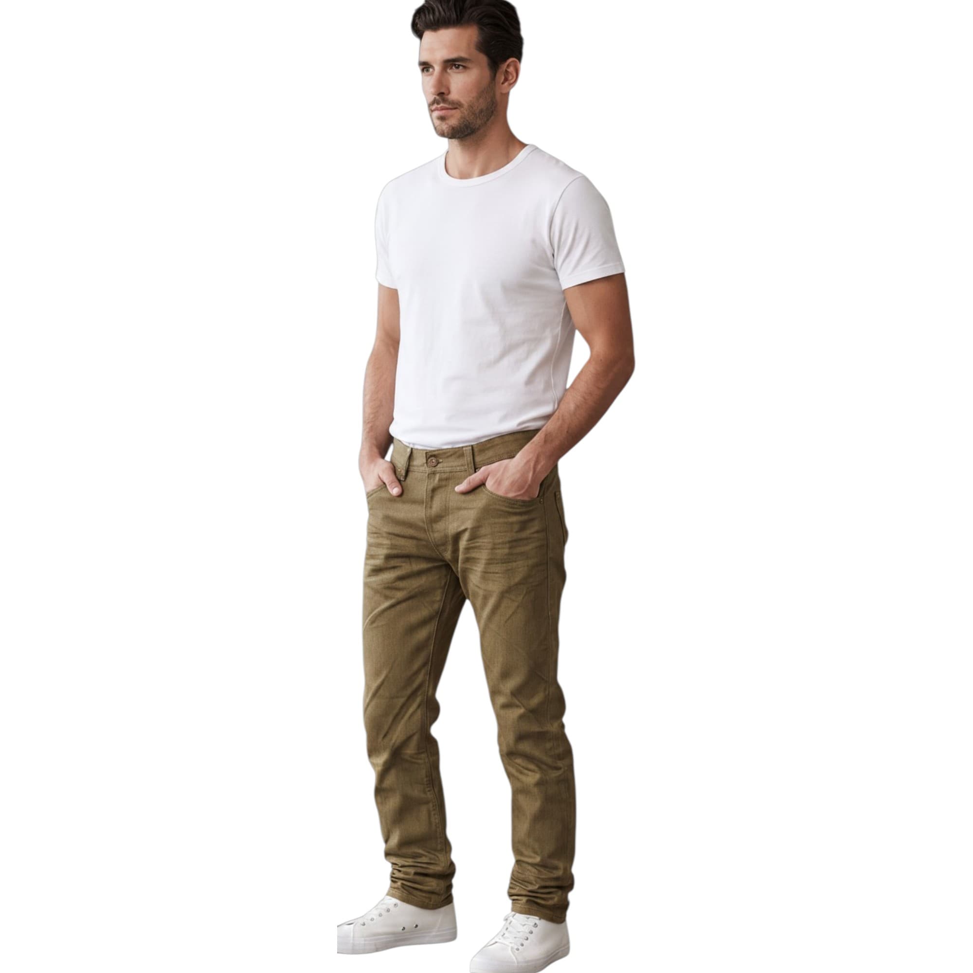 Diesel DARRON 008QU mens jeans in olive, front view
