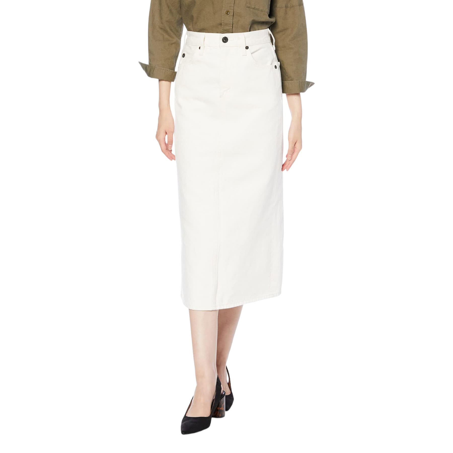 Diesel DE-RONNY white organic cotton pencil skirt front view