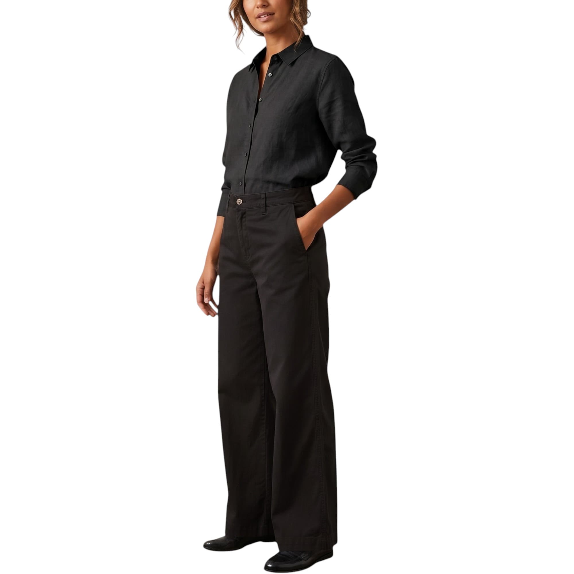 Diesel R-ELOISE black loose-fit women's trouser, front view