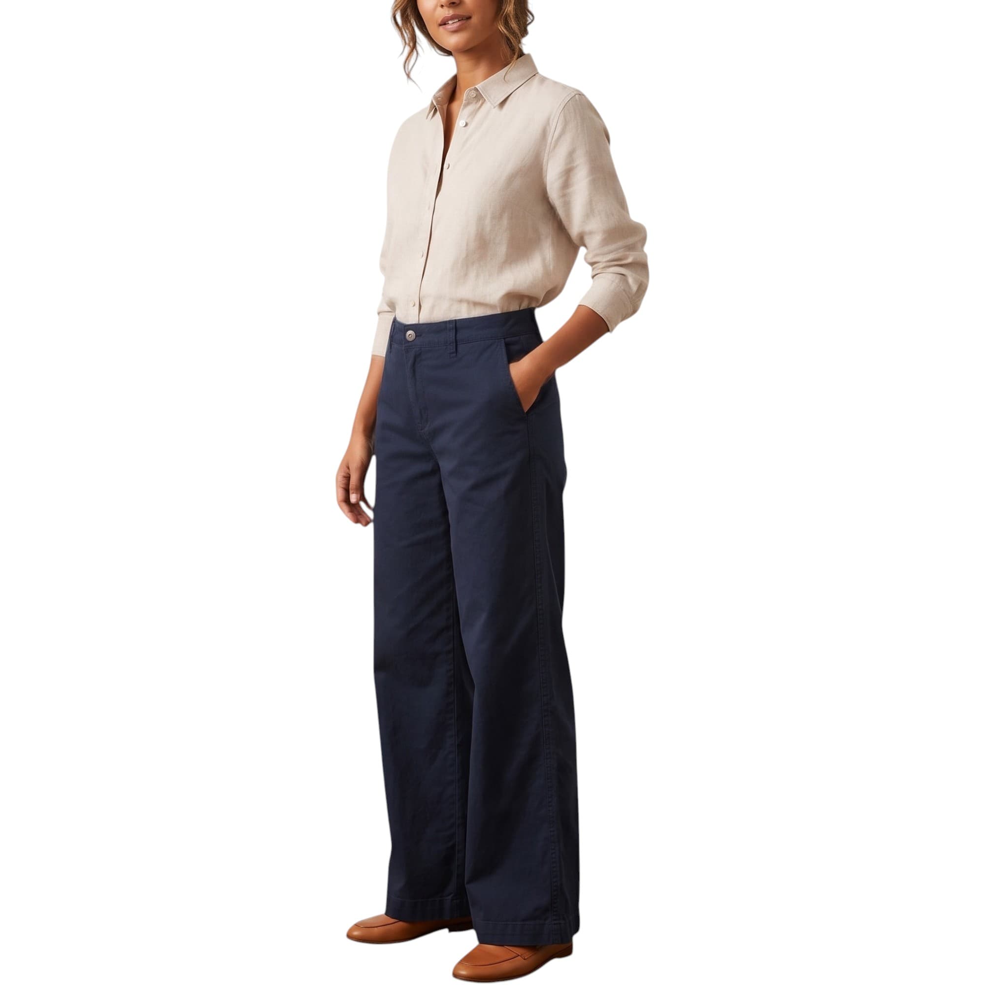 Diesel R-ELOISE womens navy loose fit trouser, front view