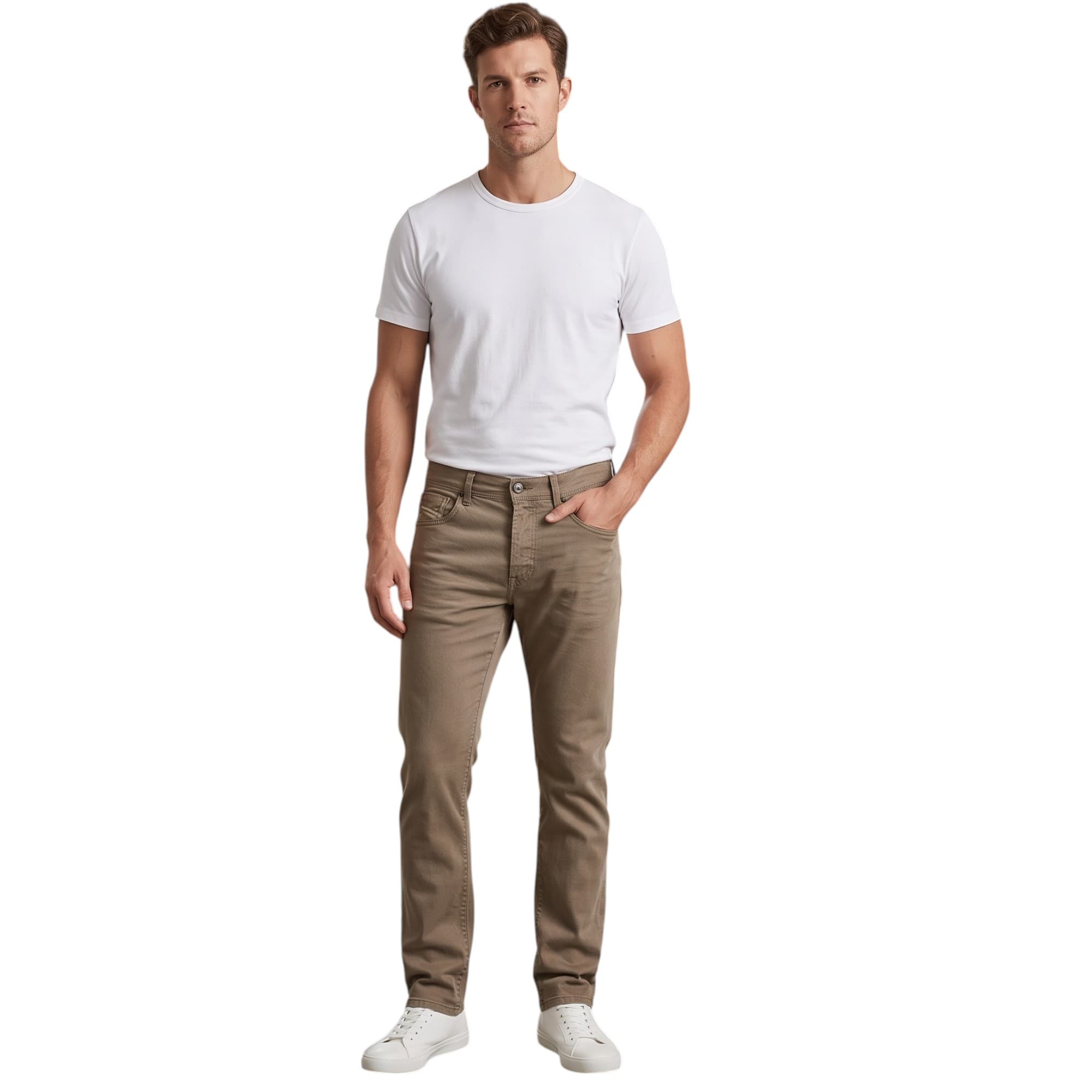 Diesel SAFADO men's khaki regular slim straight jeans front view