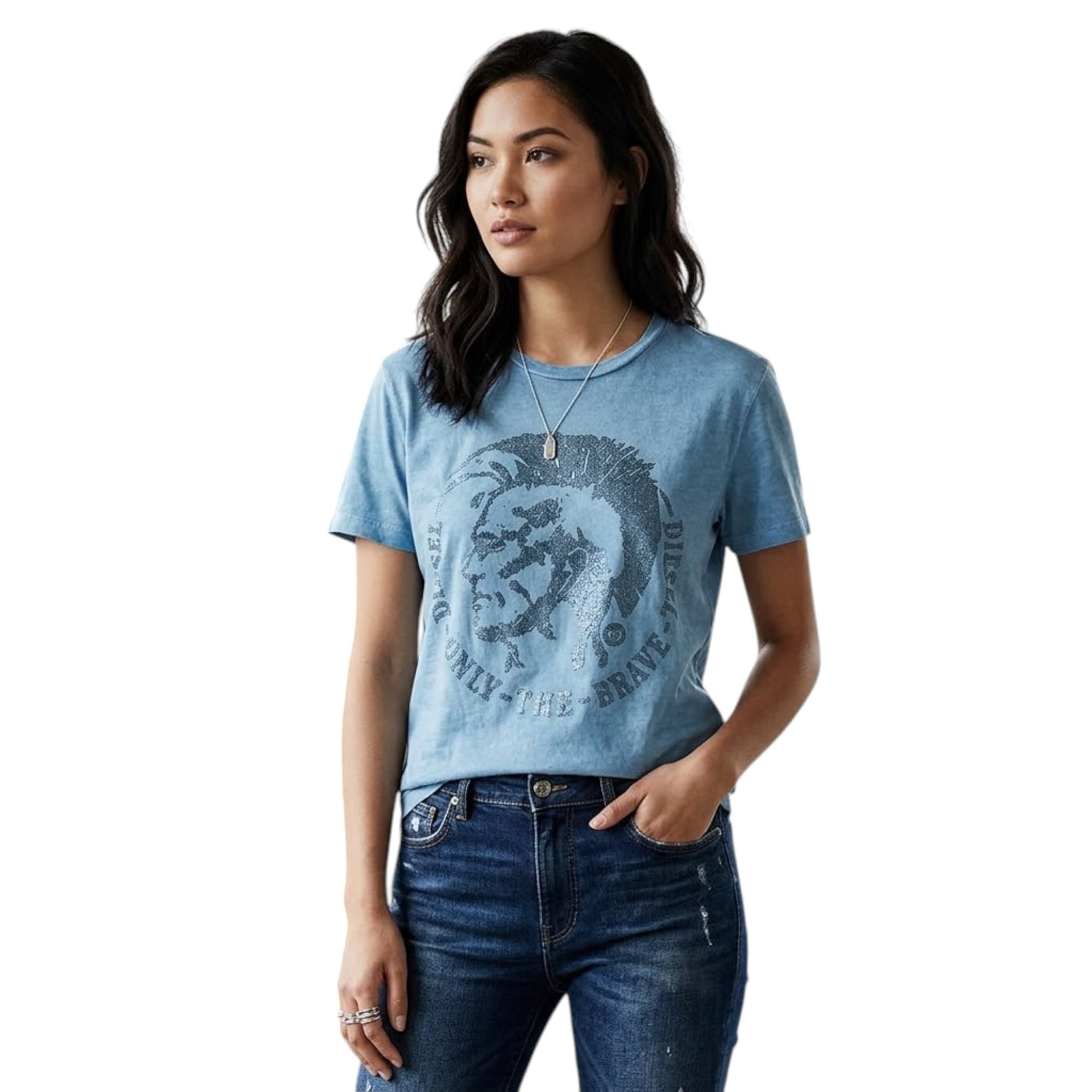 Diesel T-MORI blue women's t-shirt front view