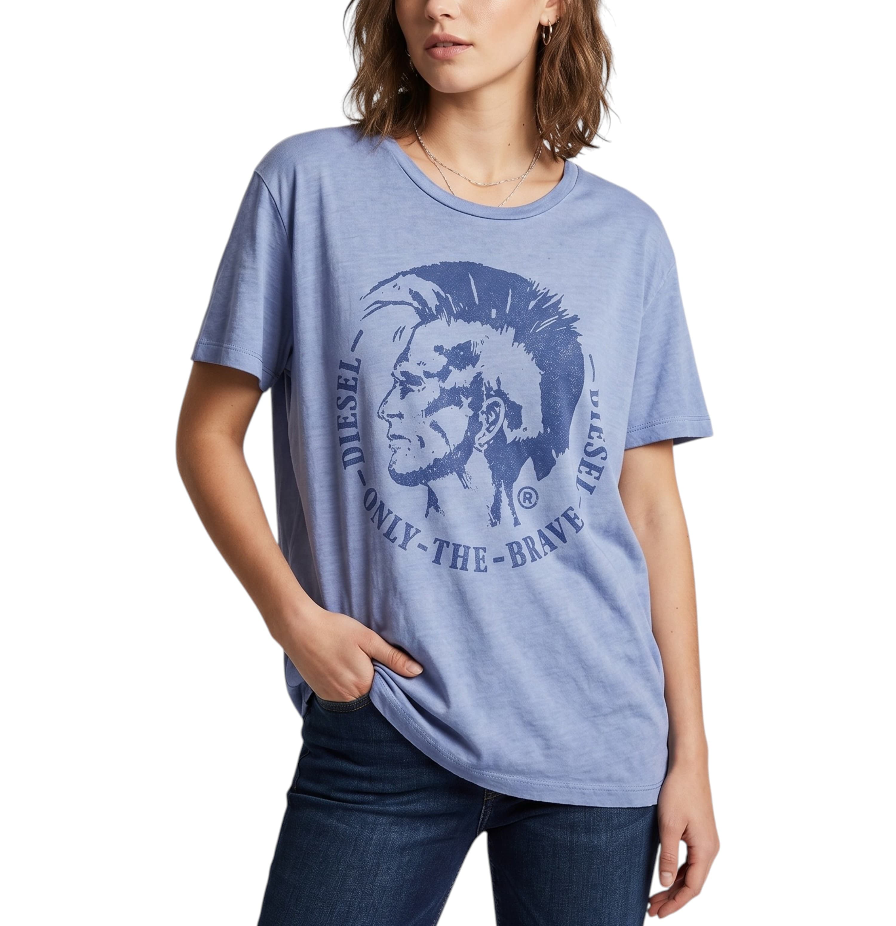Diesel T MORIPRINT women's rayon-viscose crew neck pullover tee front view