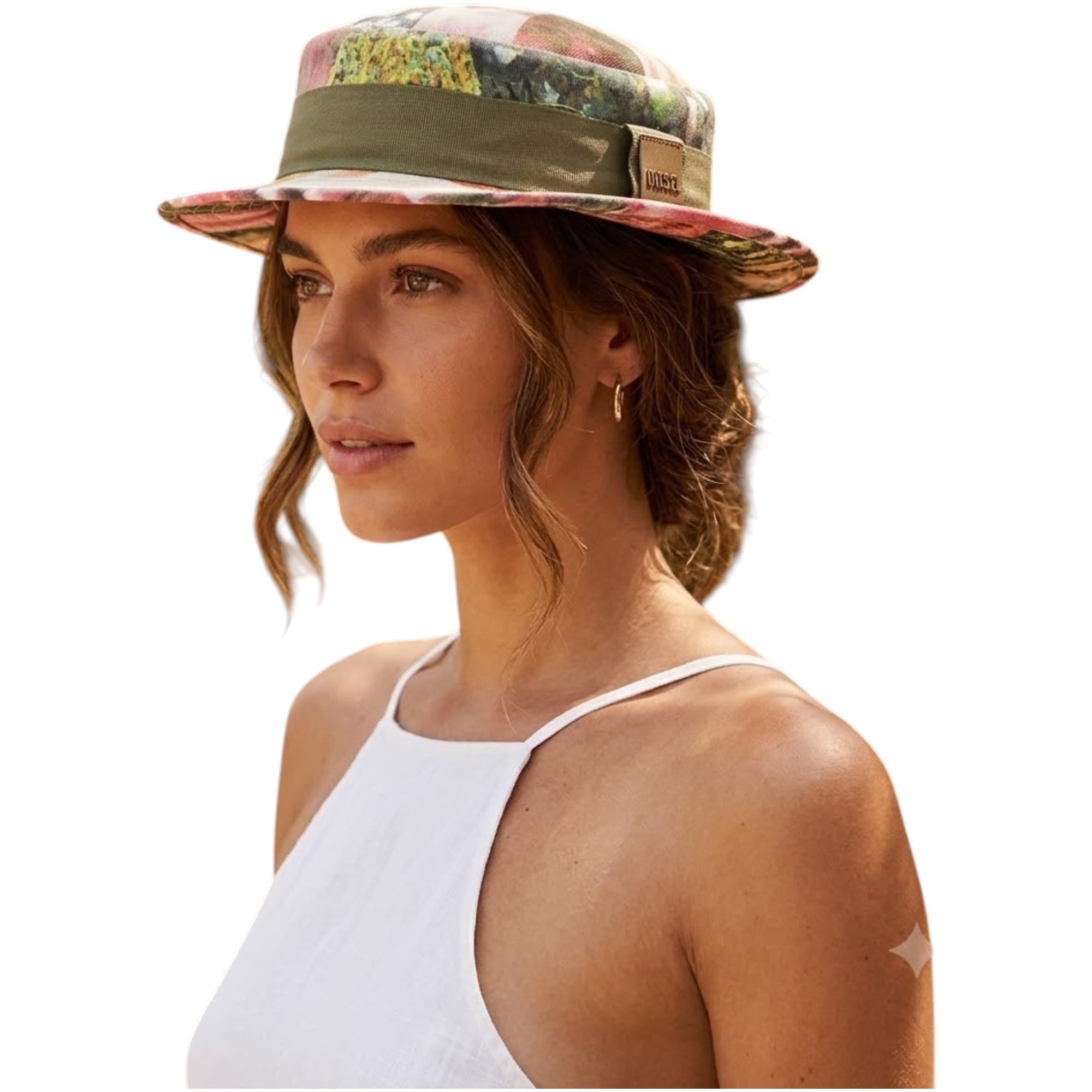 Diesel Celo Capelo multicolour floral boater hat front view