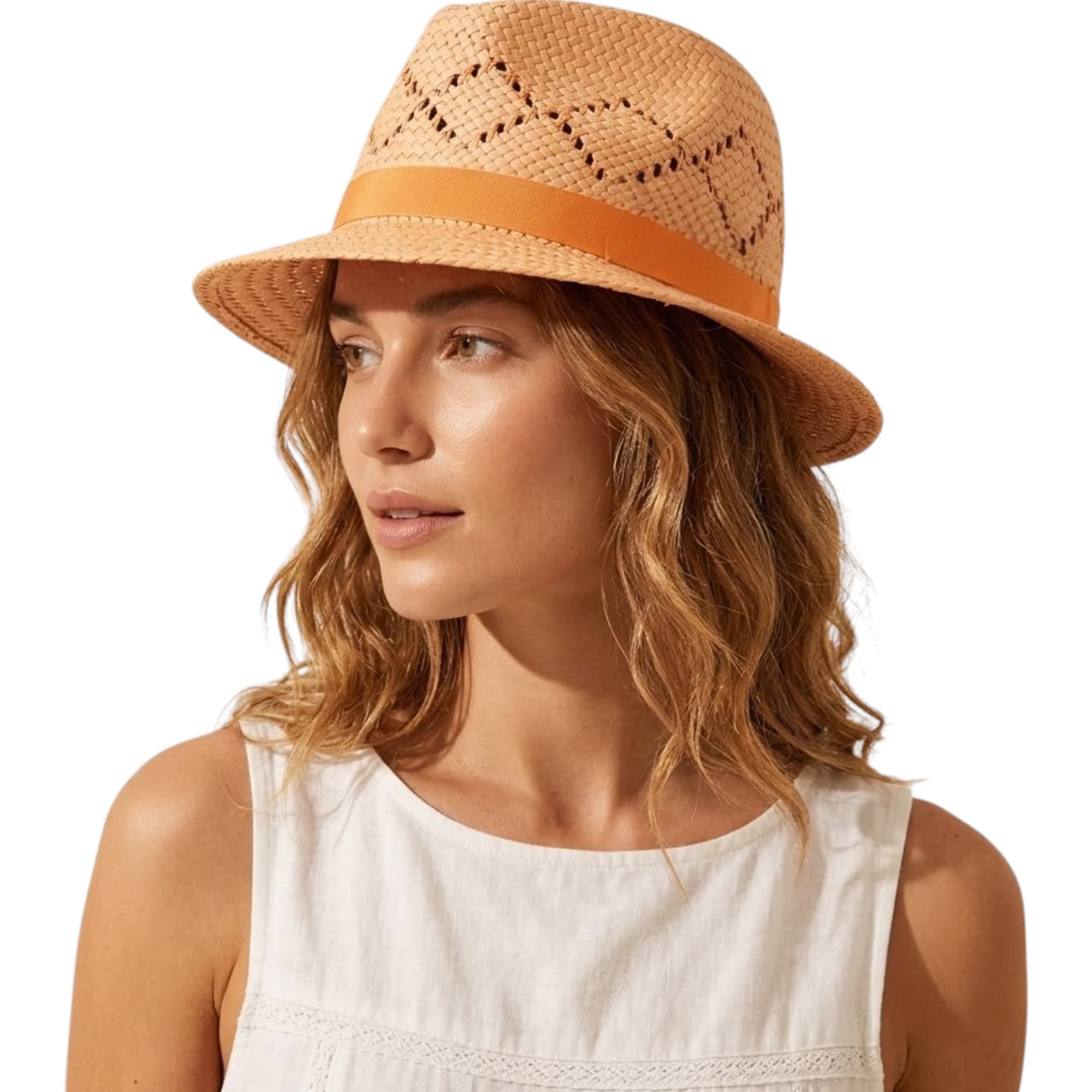 Diesel CICILY CAPELO orange fedora hat front view