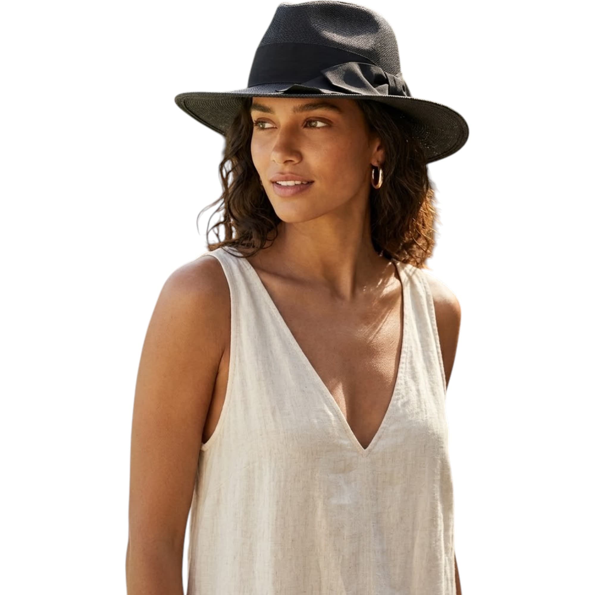 Diesel black cowboy hat with wide brim and bow, front view