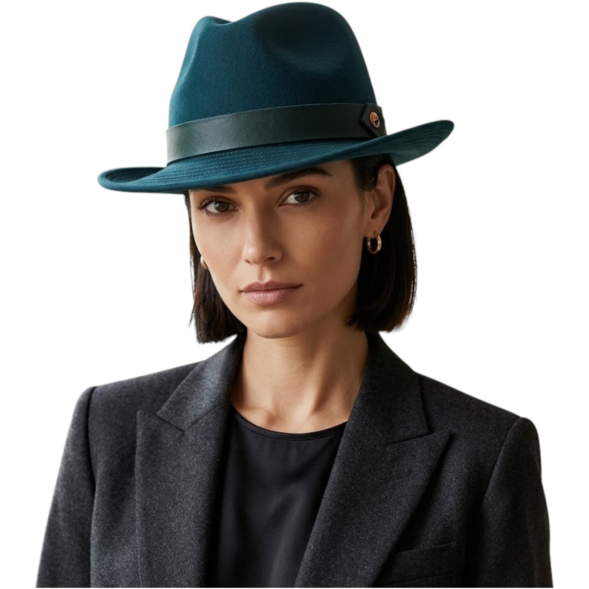 Diesel CUINN hunter green wool stingy brim hat front view