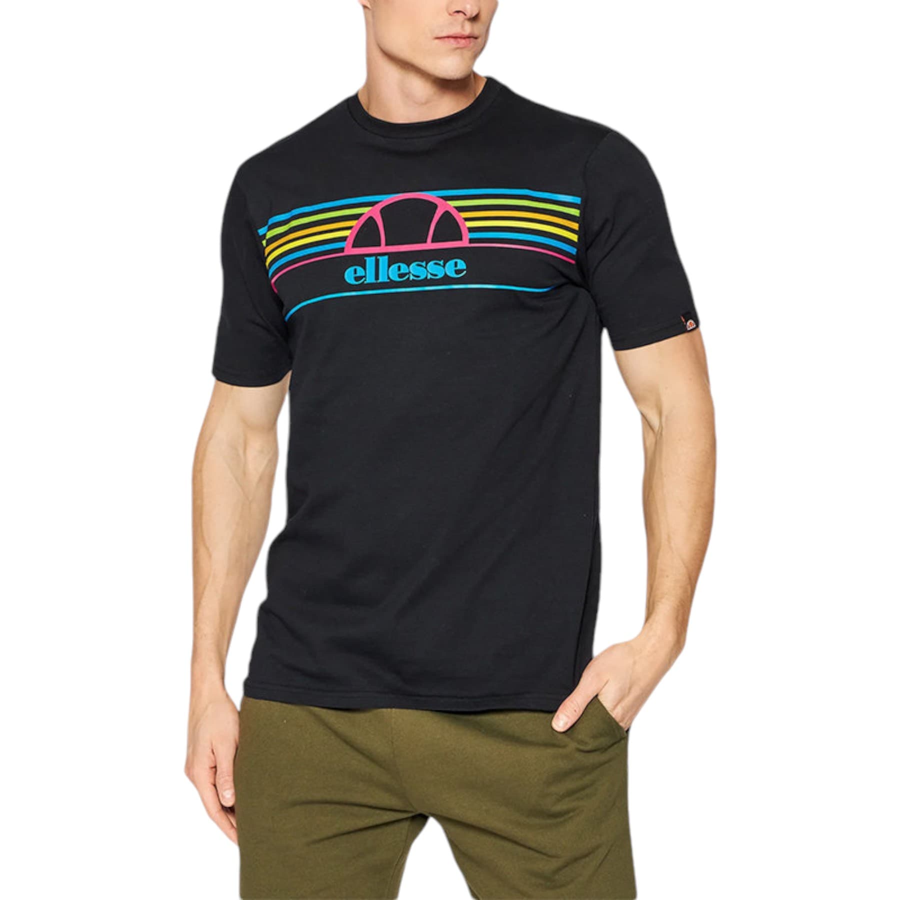 Ellesse ACHTINI black men's t-shirt front view with logo