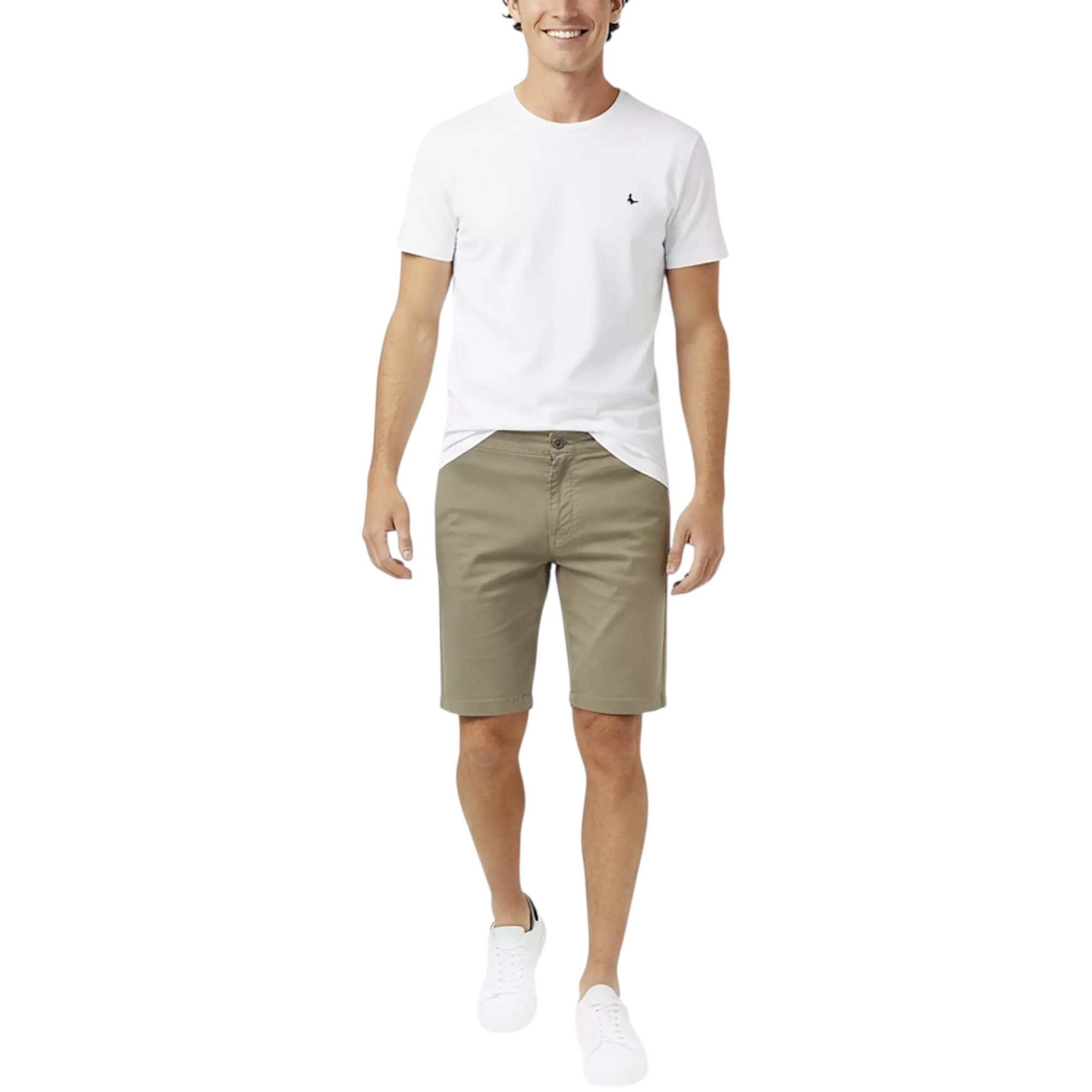 Jack Wills mens slim chino shorts in smokey olive, front view